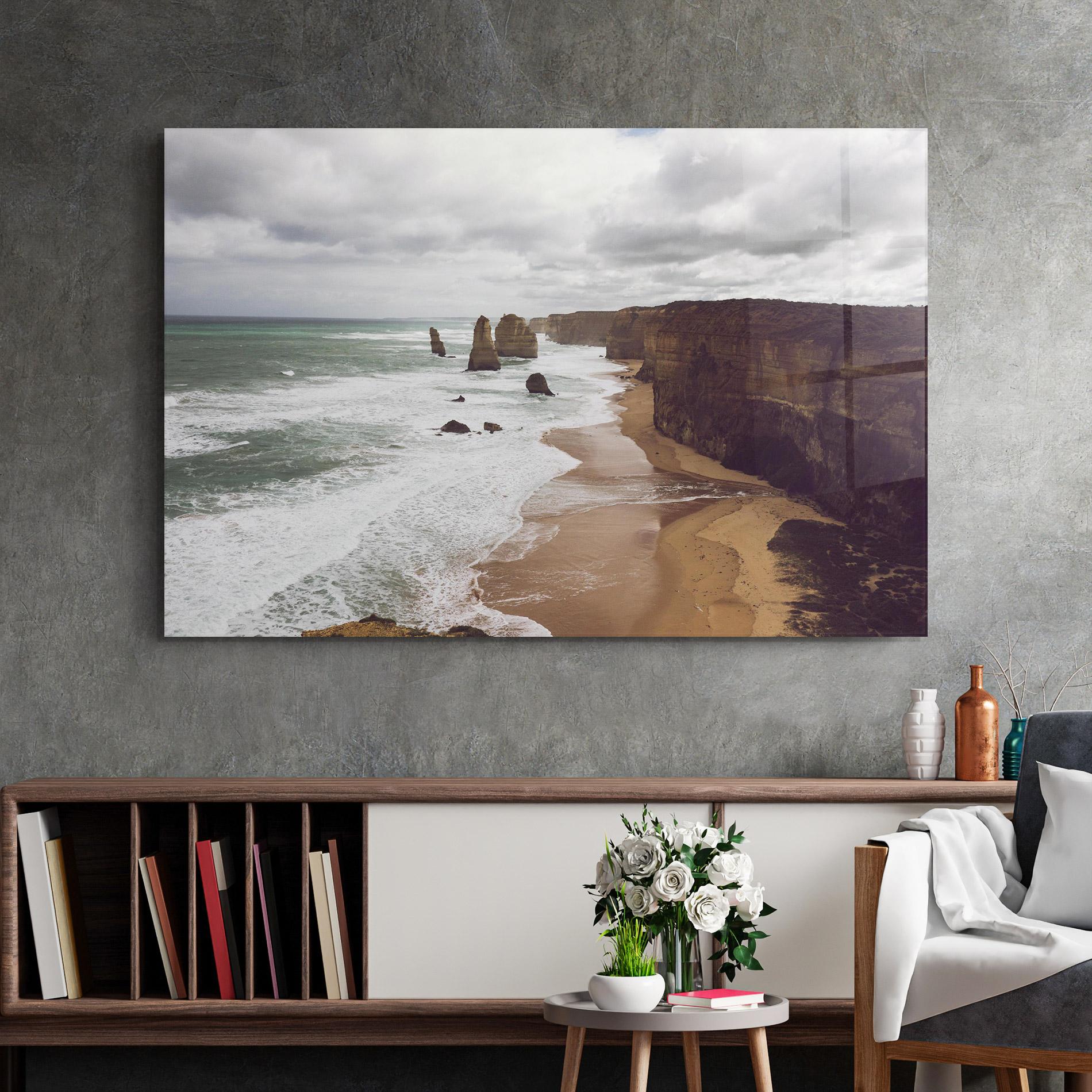 Üvegkép Grey Clouds Beach mockup 2