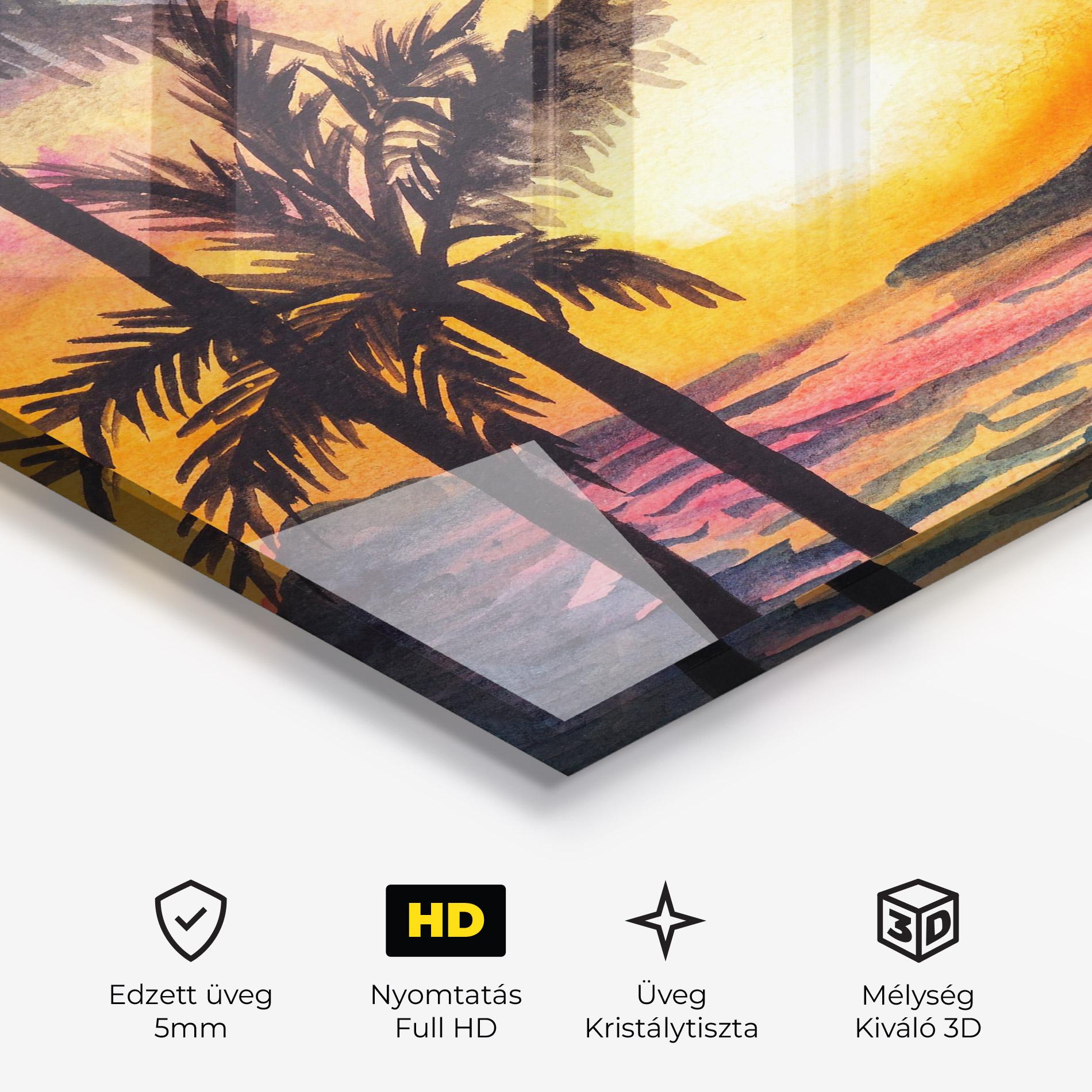 Üvegkép Sunset Tree Beach mockup 3