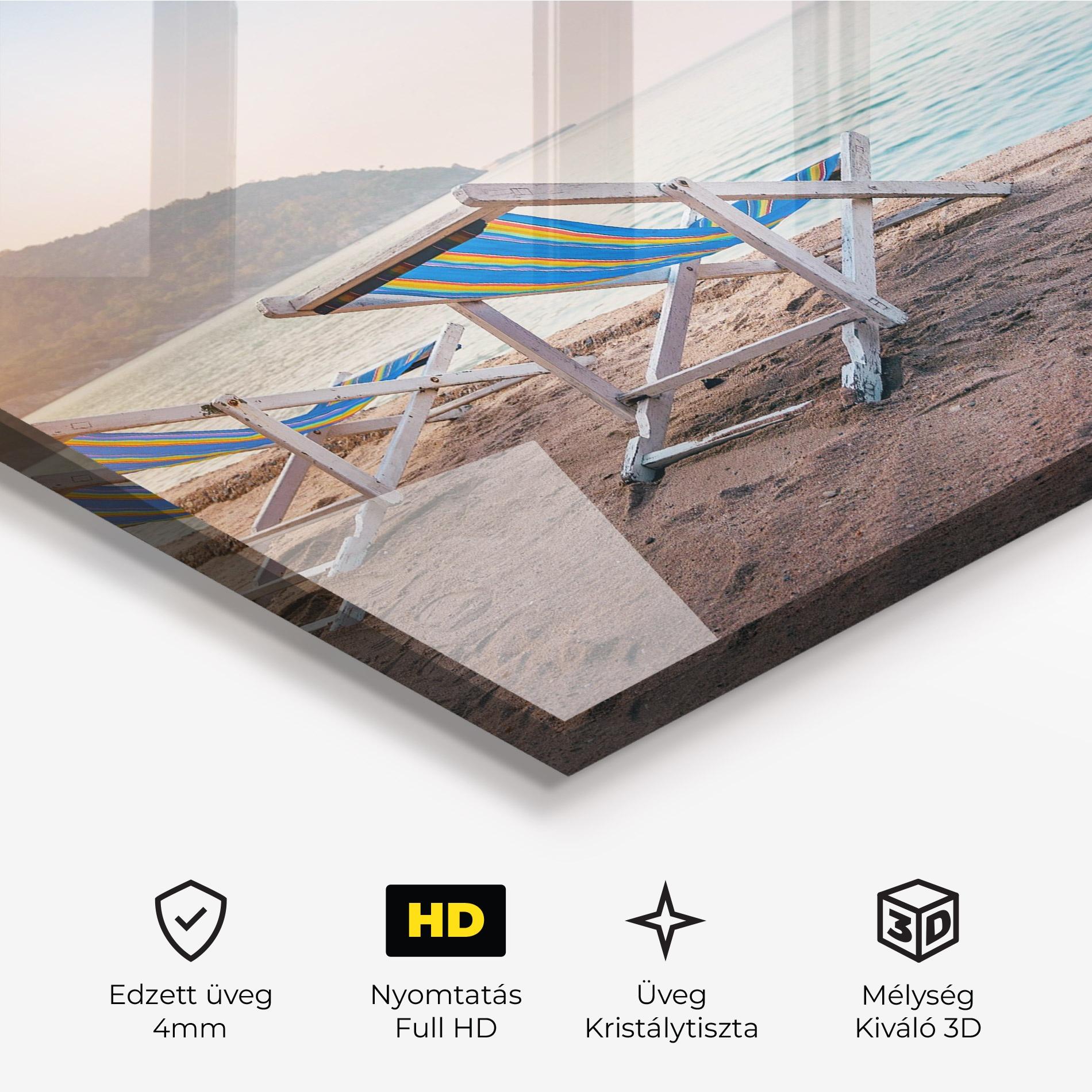 Üvegkép Colorful Beach Chairs mockup 3