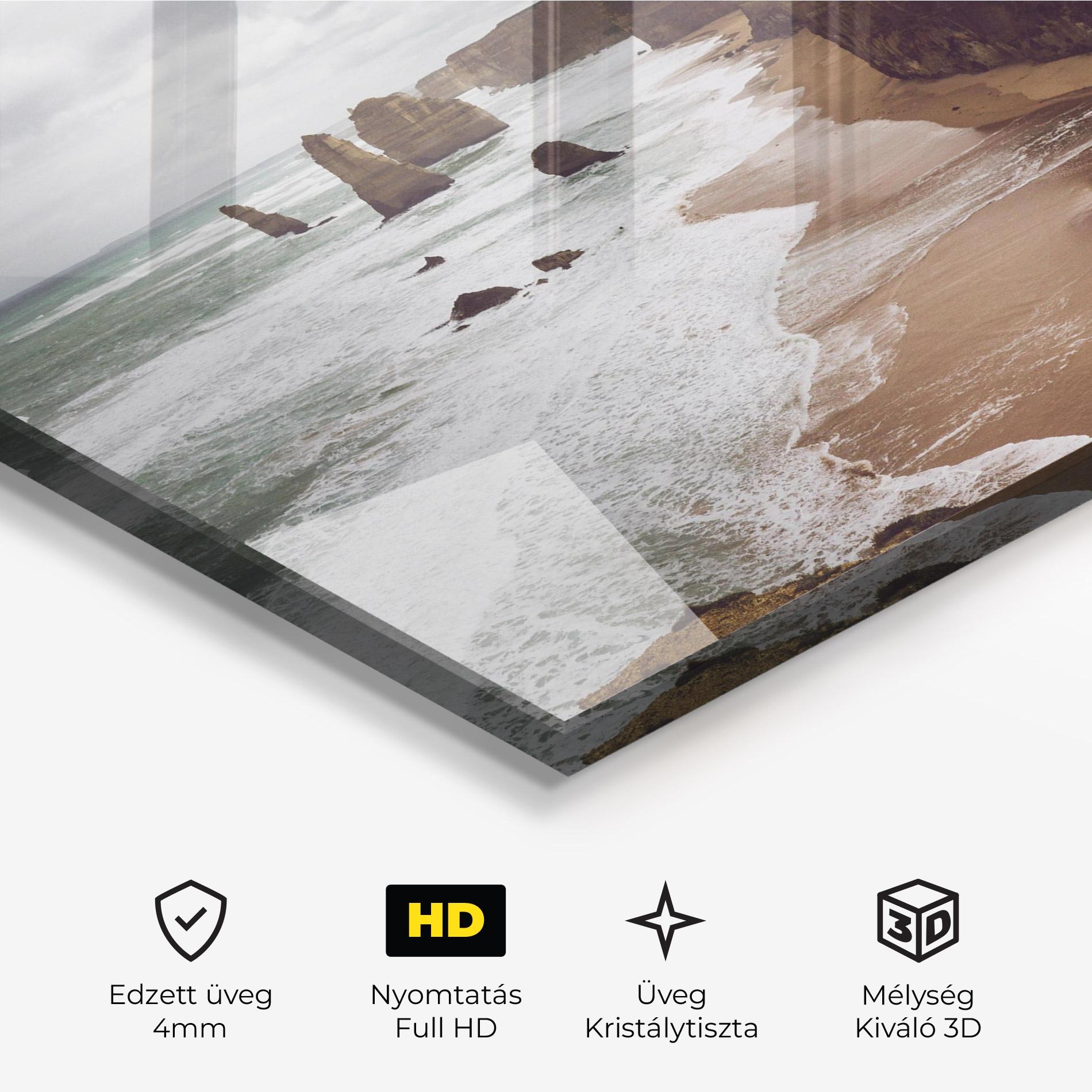 Üvegkép Grey Clouds Beach mockup 3