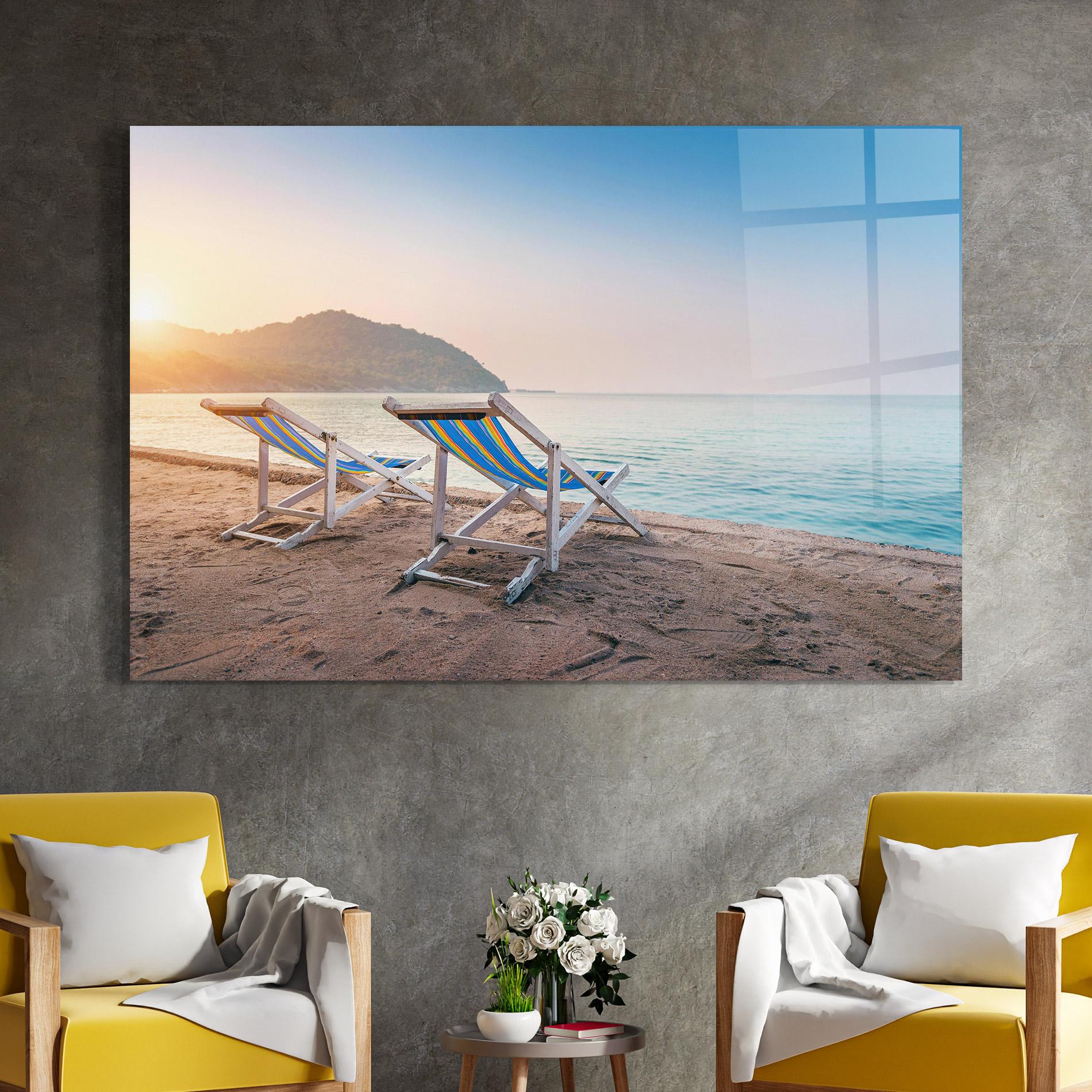 Üvegkép Colorful Beach Chairs mockup 4