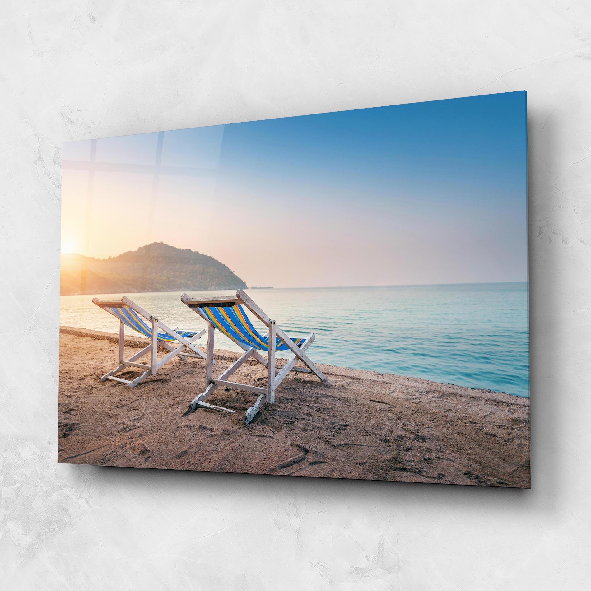 Üvegkép Colorful Beach Chairs mockup 1