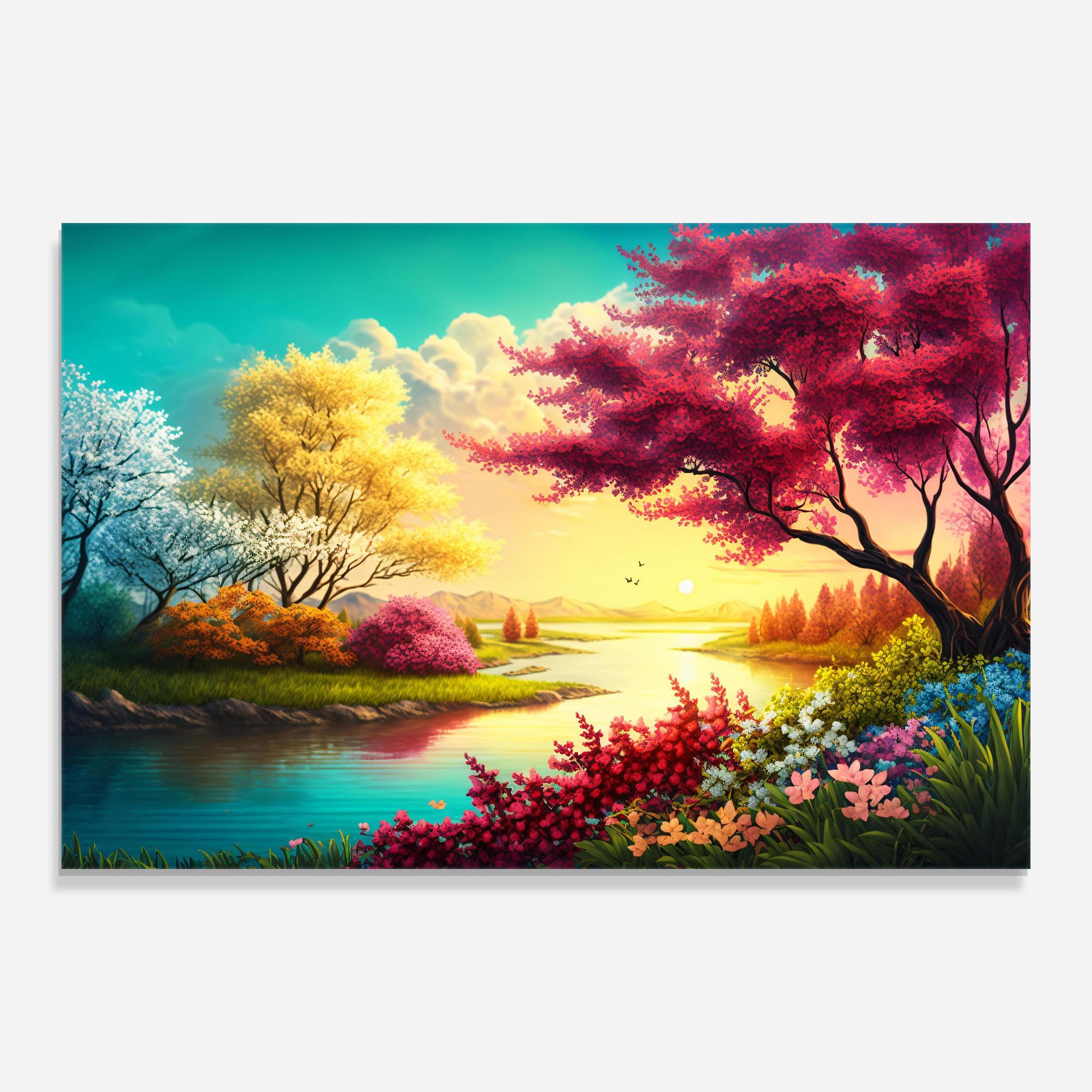 Pink Yellow Trees mockup 0