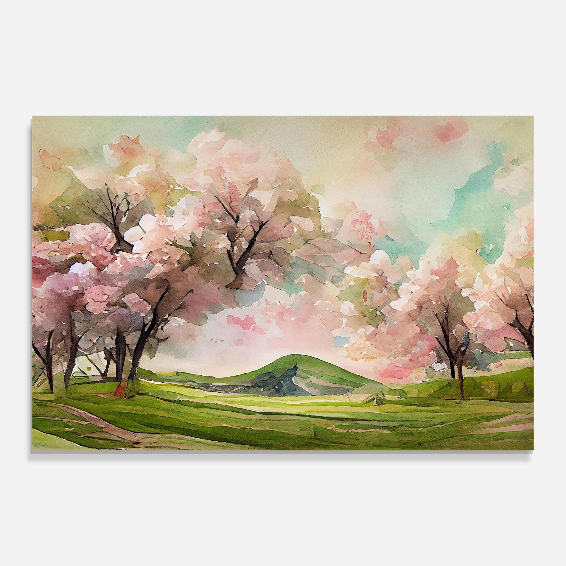 Üvegkép Spring Pink Trees mockup 0
