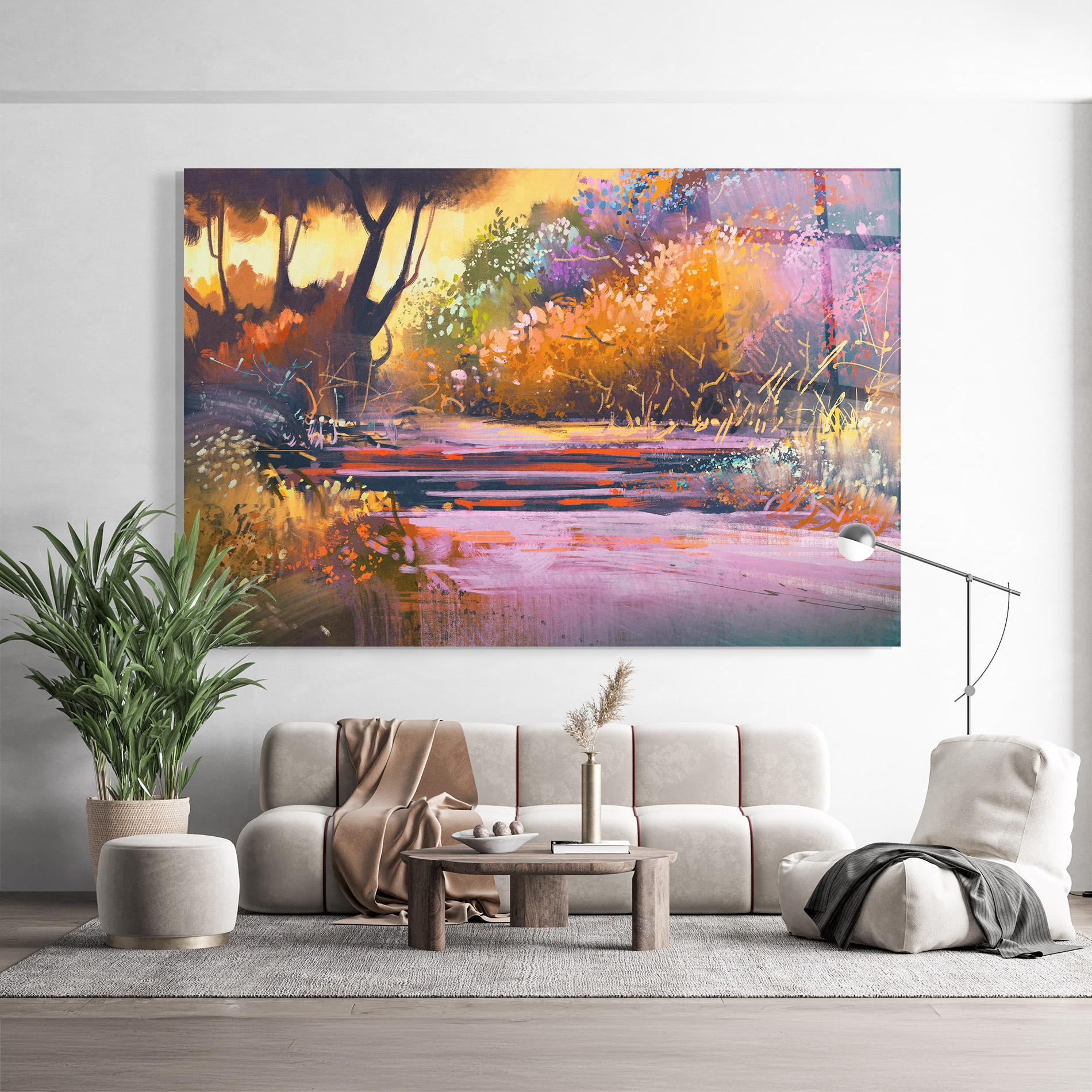 Üvegkép Landscape Colorful Trees mockup 9