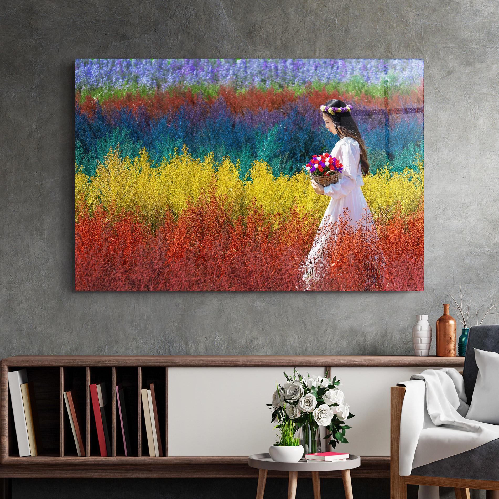 Üvegkép Holding Spring Flowers mockup 2