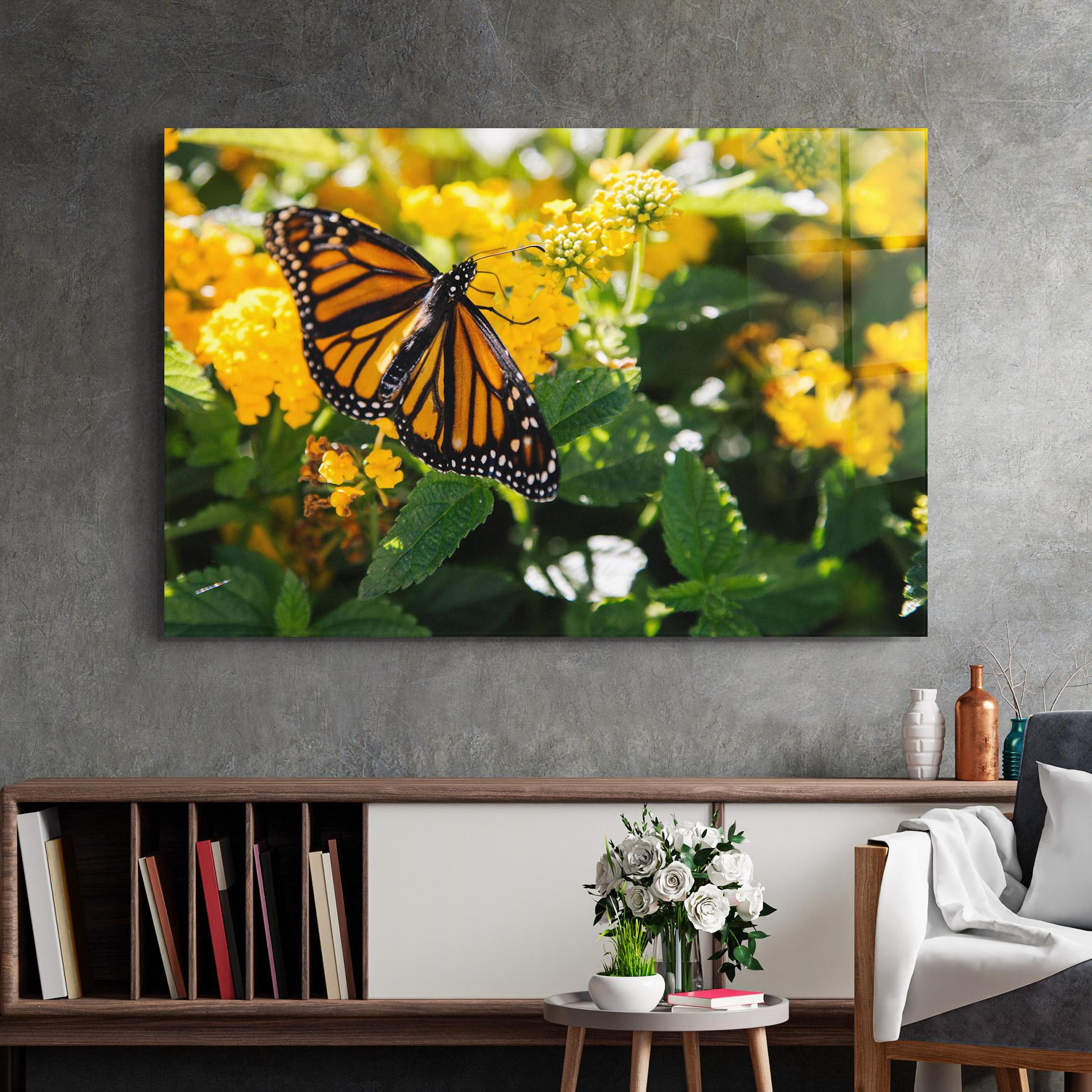 Üvegkép Orange Spring Butterfly mockup 2