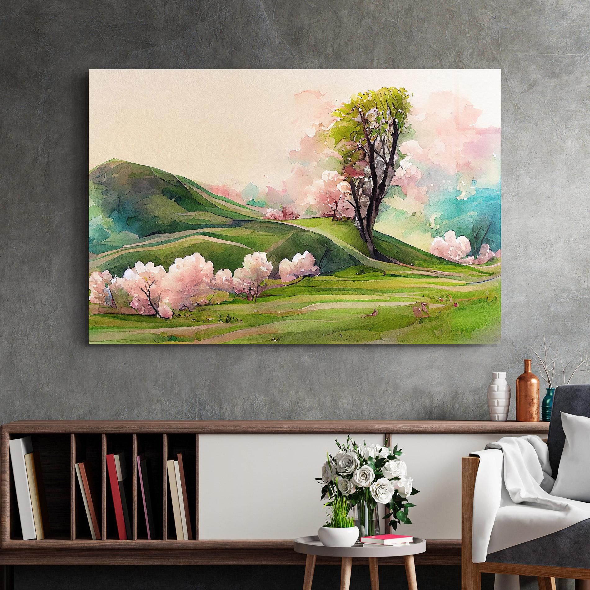 Üvegkép Pink Spring Trees mockup 2