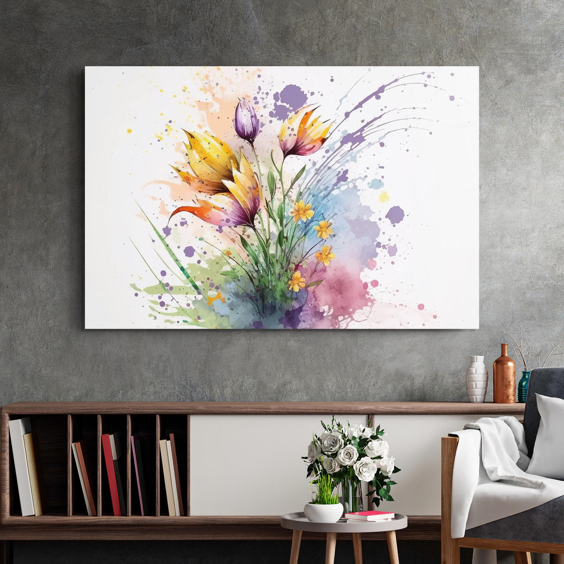 Üvegkép Purple Yellow Spring mockup 2