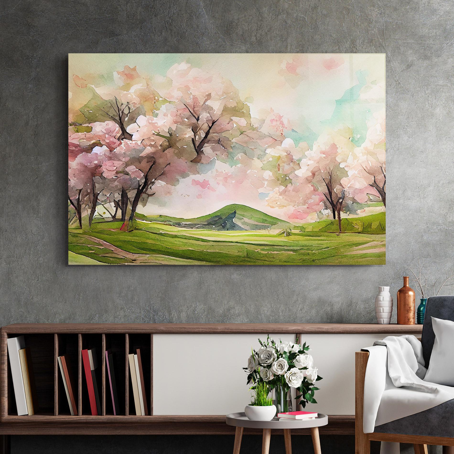 Üvegkép Spring Pink Trees mockup 2