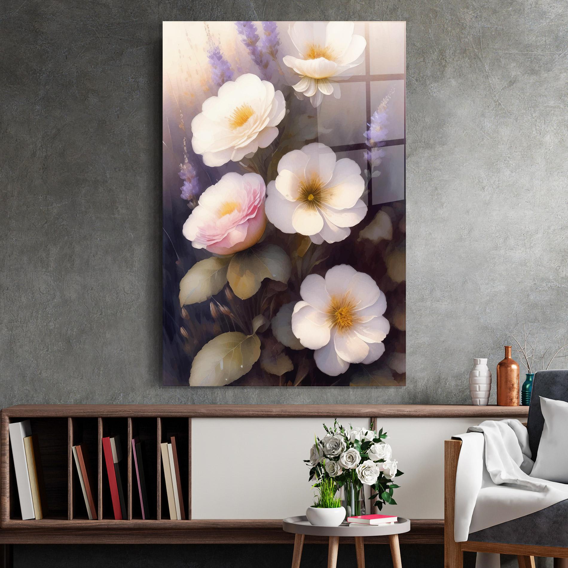 Üvegkép Cream Flower Spring mockup 2