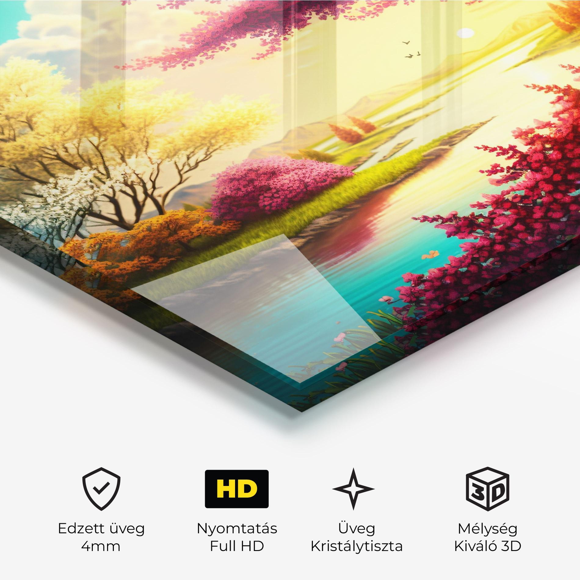 Üvegkép Pink Yellow Trees mockup 3