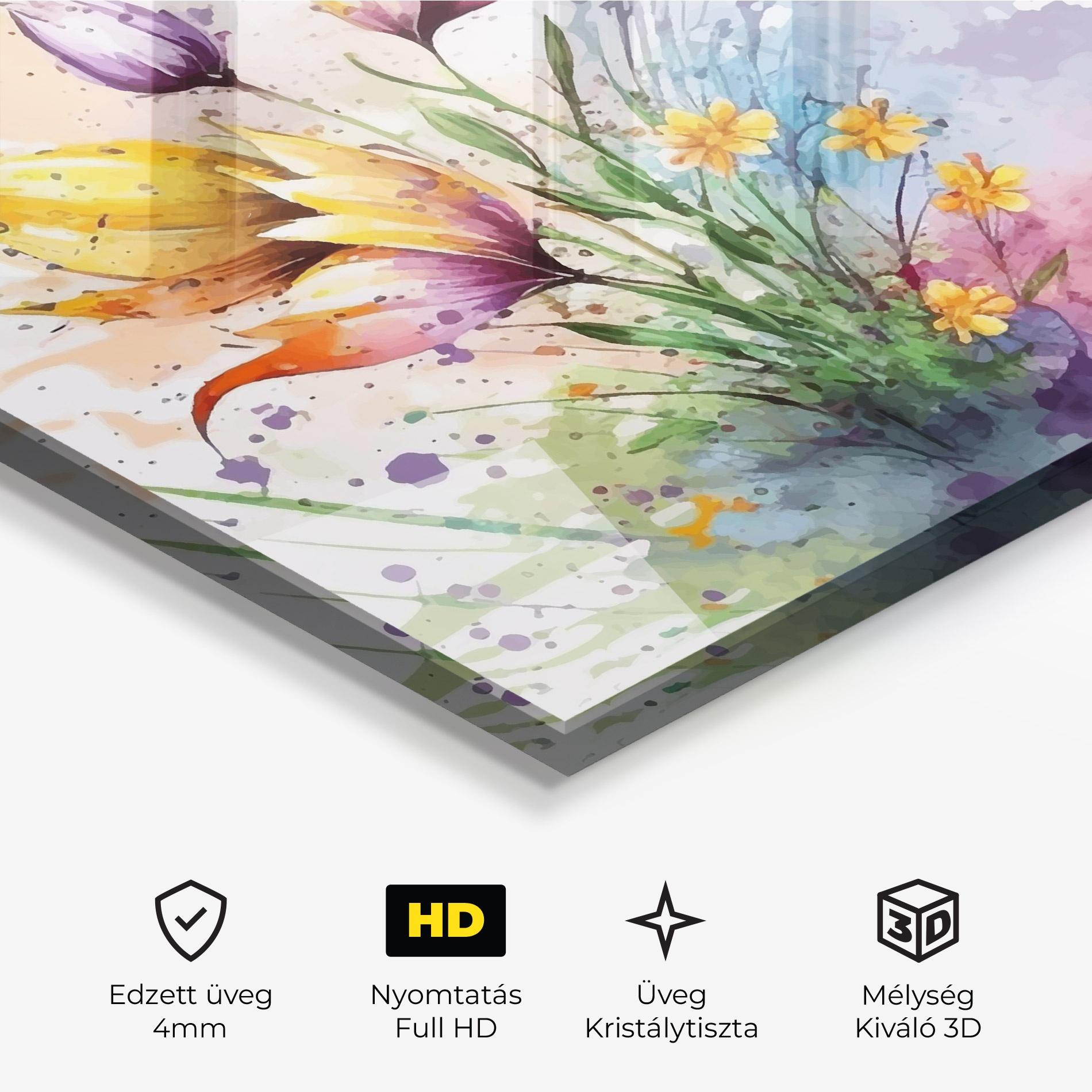 Üvegkép Purple Yellow Spring mockup 3