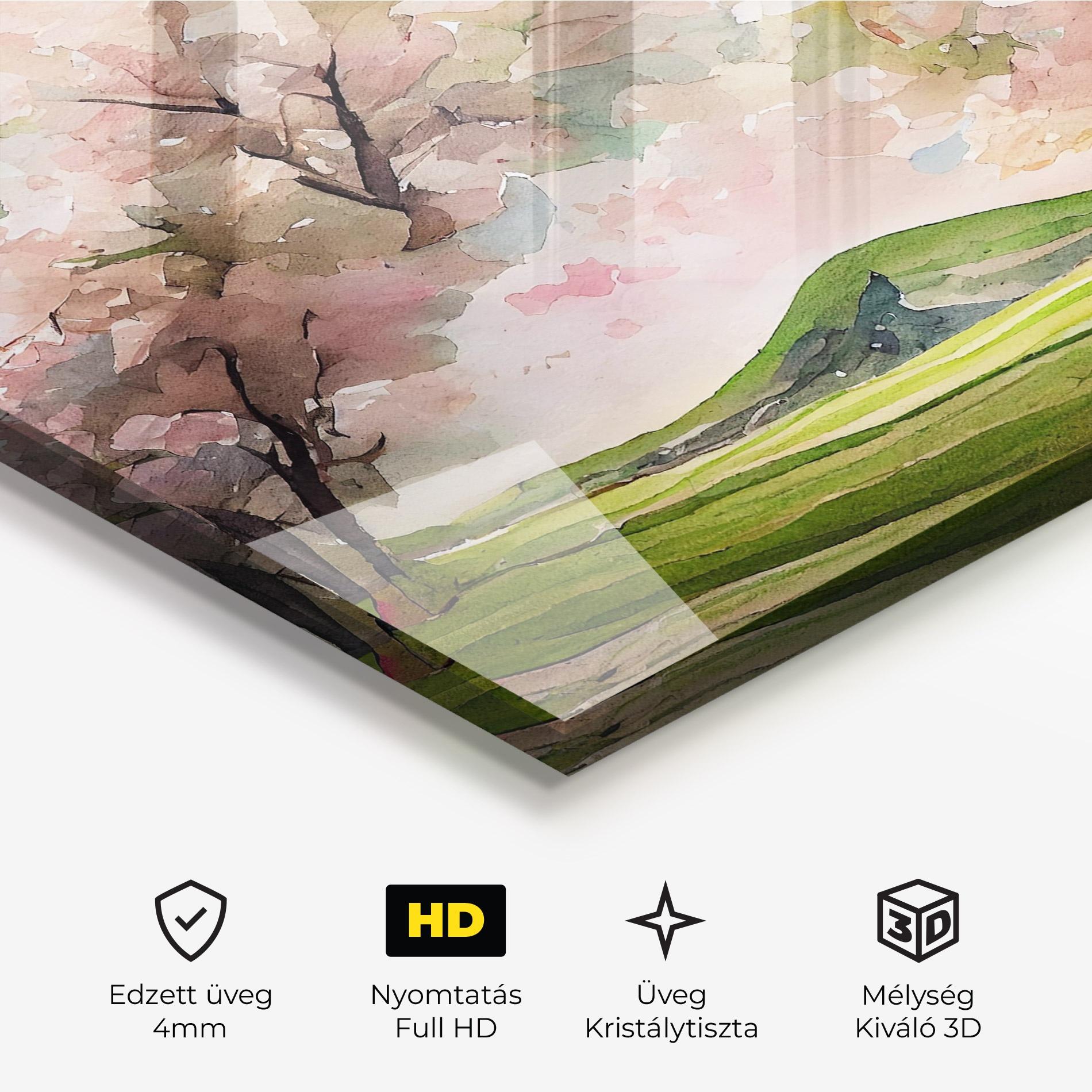 Üvegkép Spring Pink Trees mockup 3