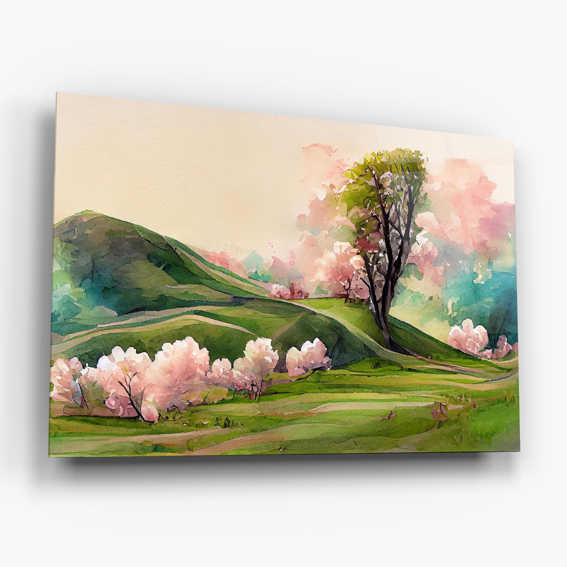 Üvegkép Pink Spring Trees mockup 6