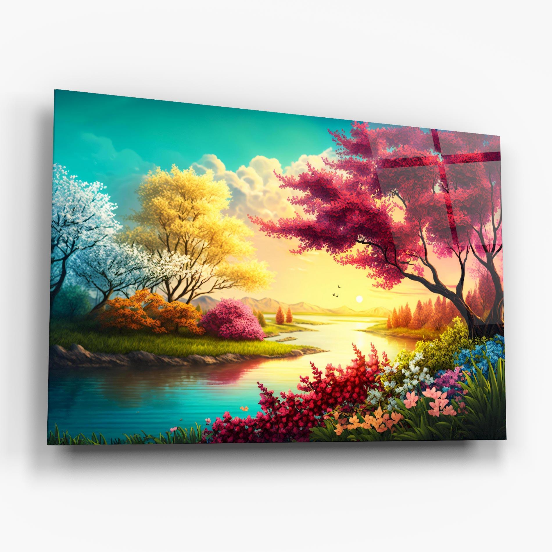 Üvegkép Pink Yellow Trees mockup 6