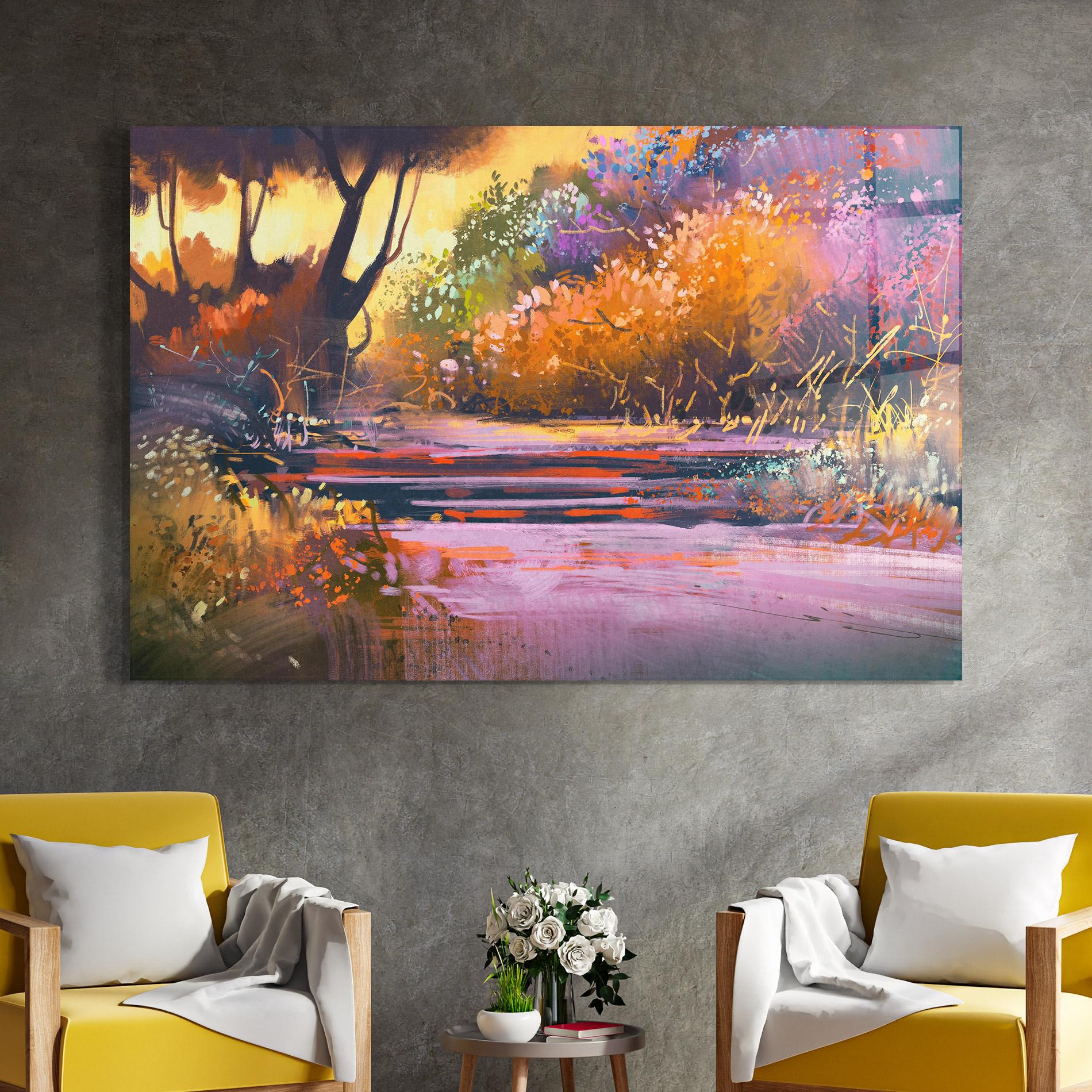 Üvegkép Landscape Colorful Trees mockup 4