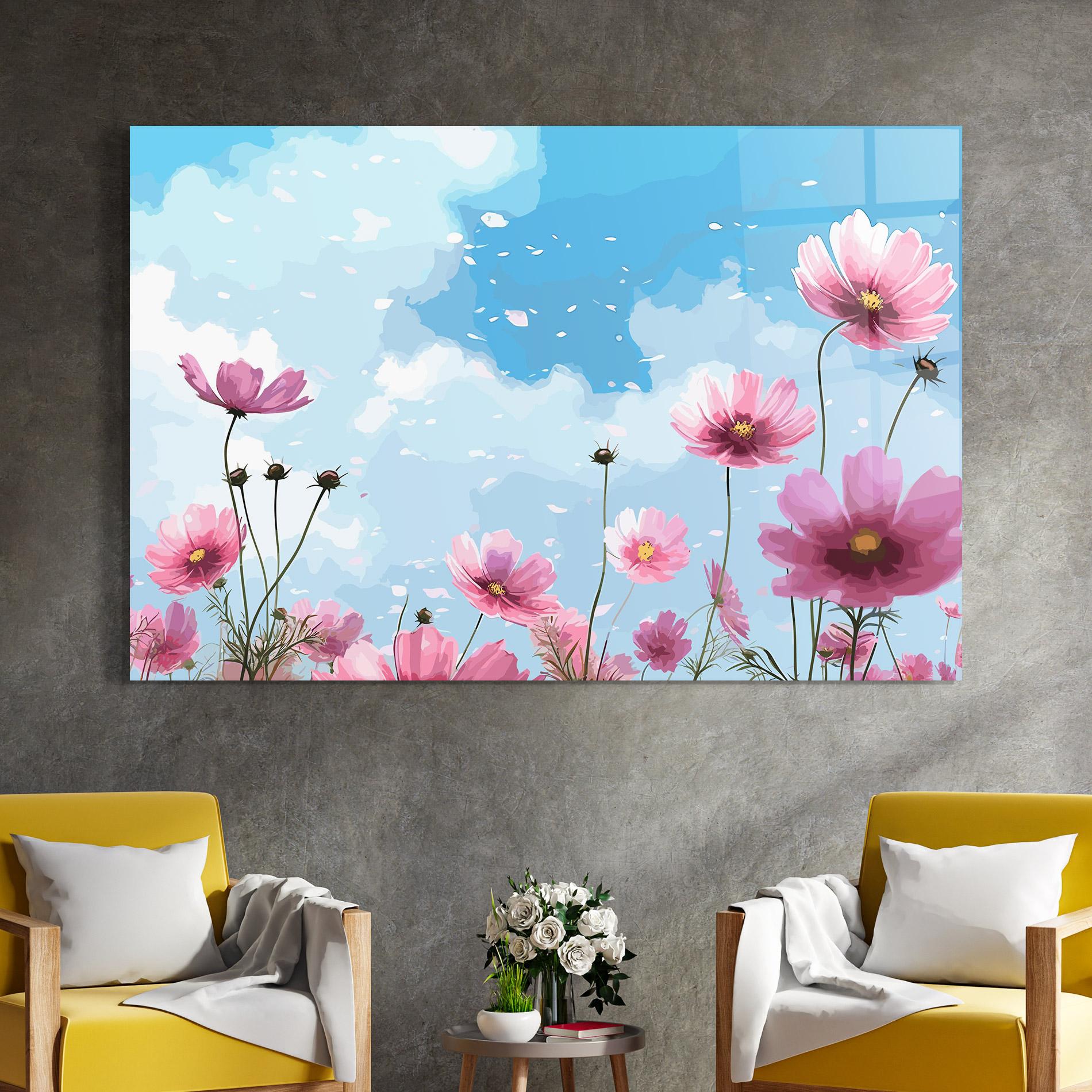 Üvegkép Pink Flowers Spring mockup 4