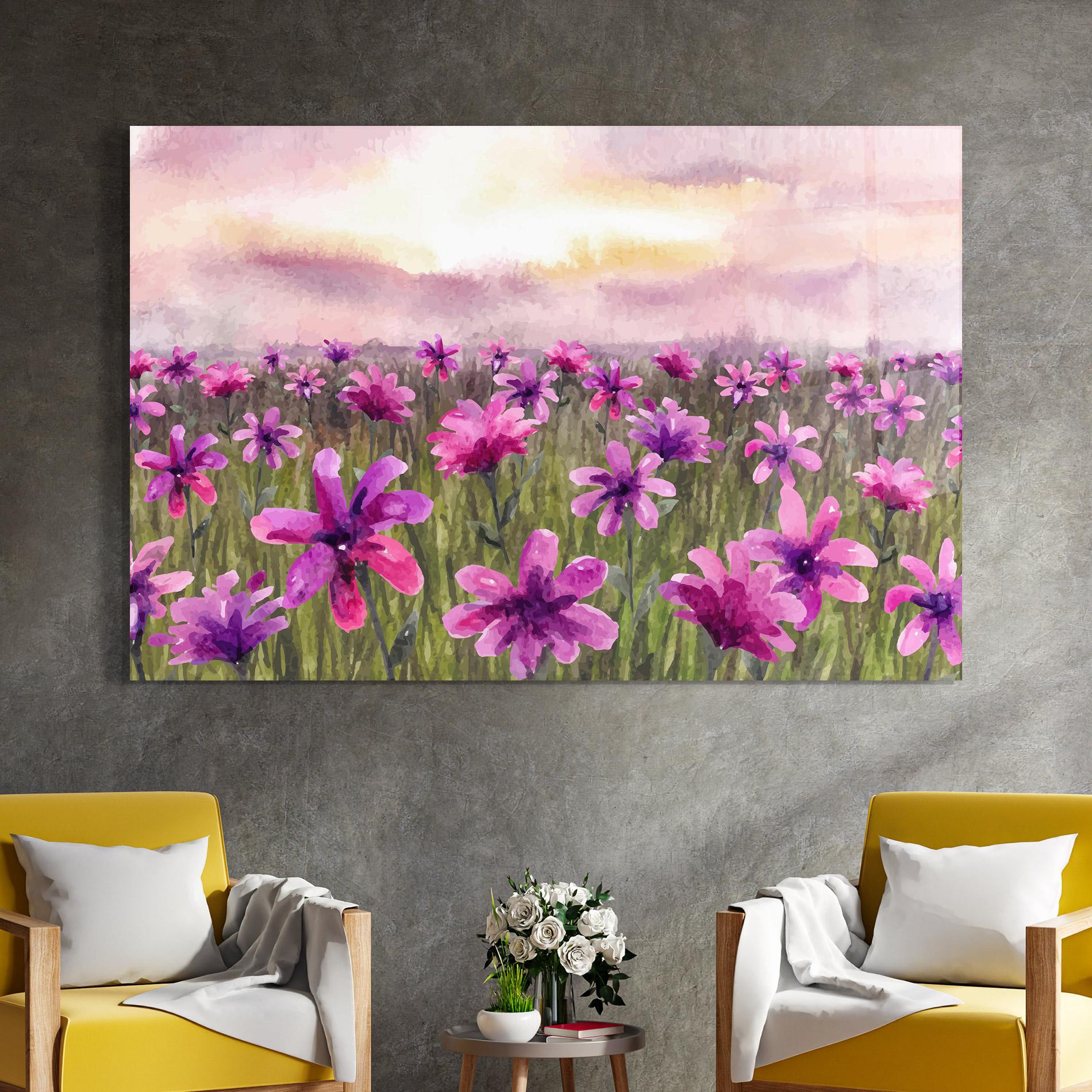 Üvegkép Purple Flower Spring mockup 4