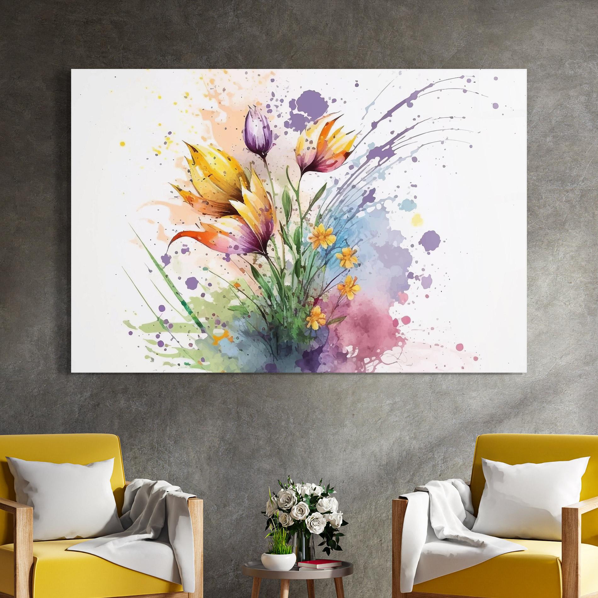 Üvegkép Purple Yellow Spring mockup 4