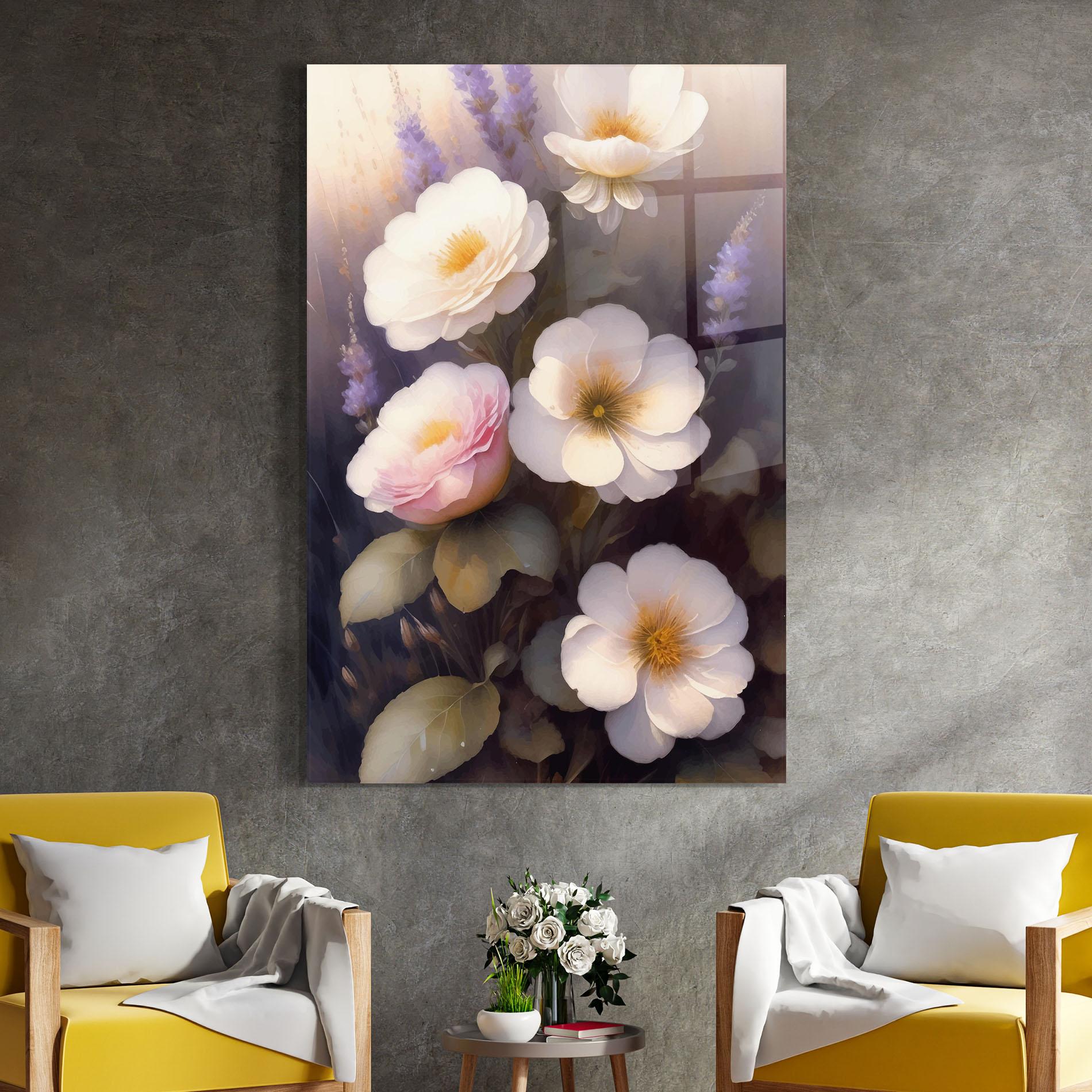 Üvegkép Cream Flower Spring mockup 4