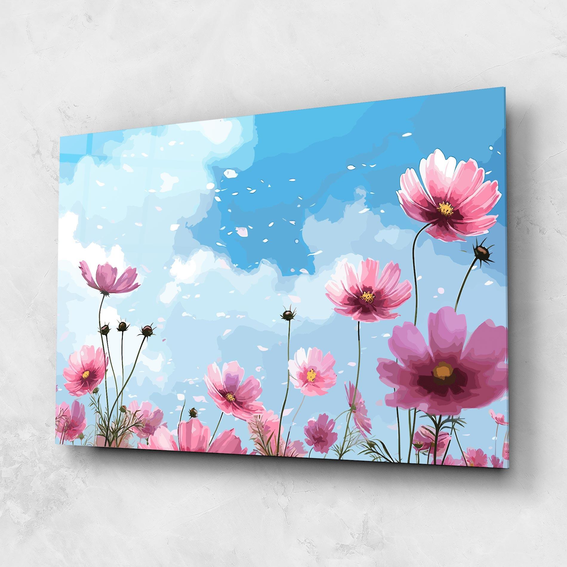 Üvegkép Pink Flowers Spring mockup 1