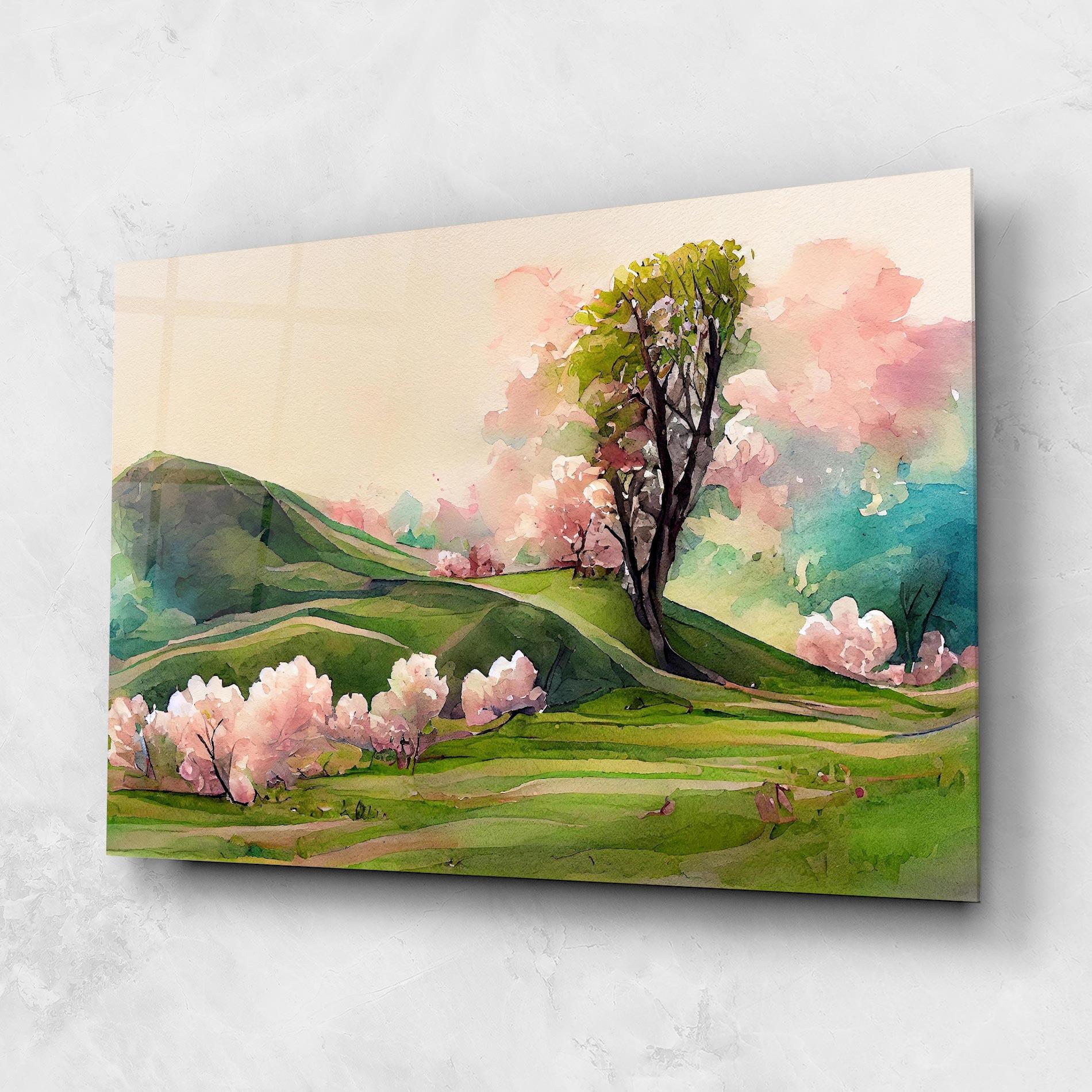 Üvegkép Pink Spring Trees mockup 1