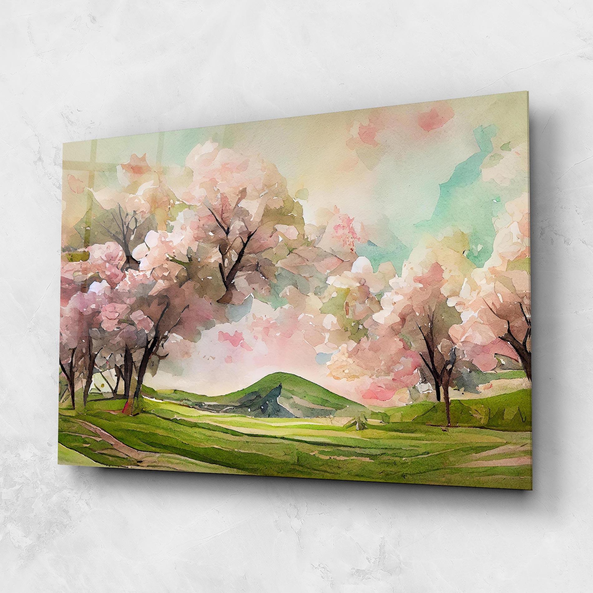Üvegkép Spring Pink Trees mockup 1
