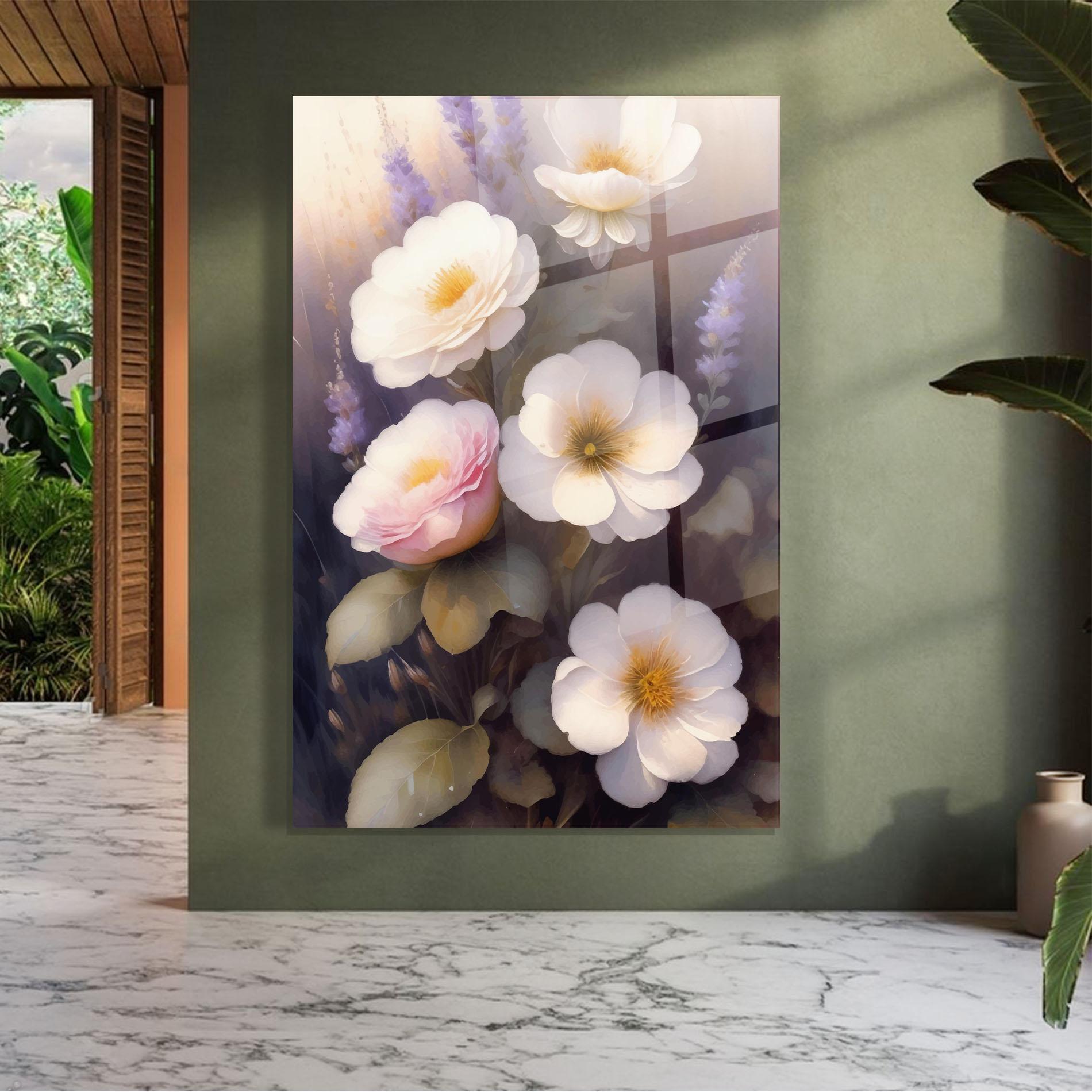 Üvegkép Cream Flower Spring mockup 7