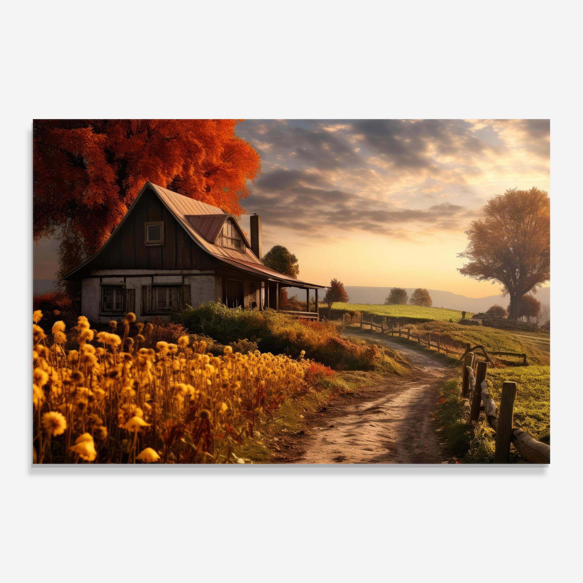 Üvegkép Autumn Farm House mockup 0