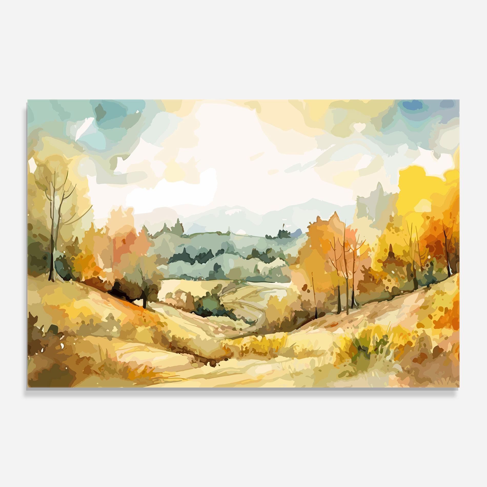 Üvegkép Yellow Rural Trees mockup 0