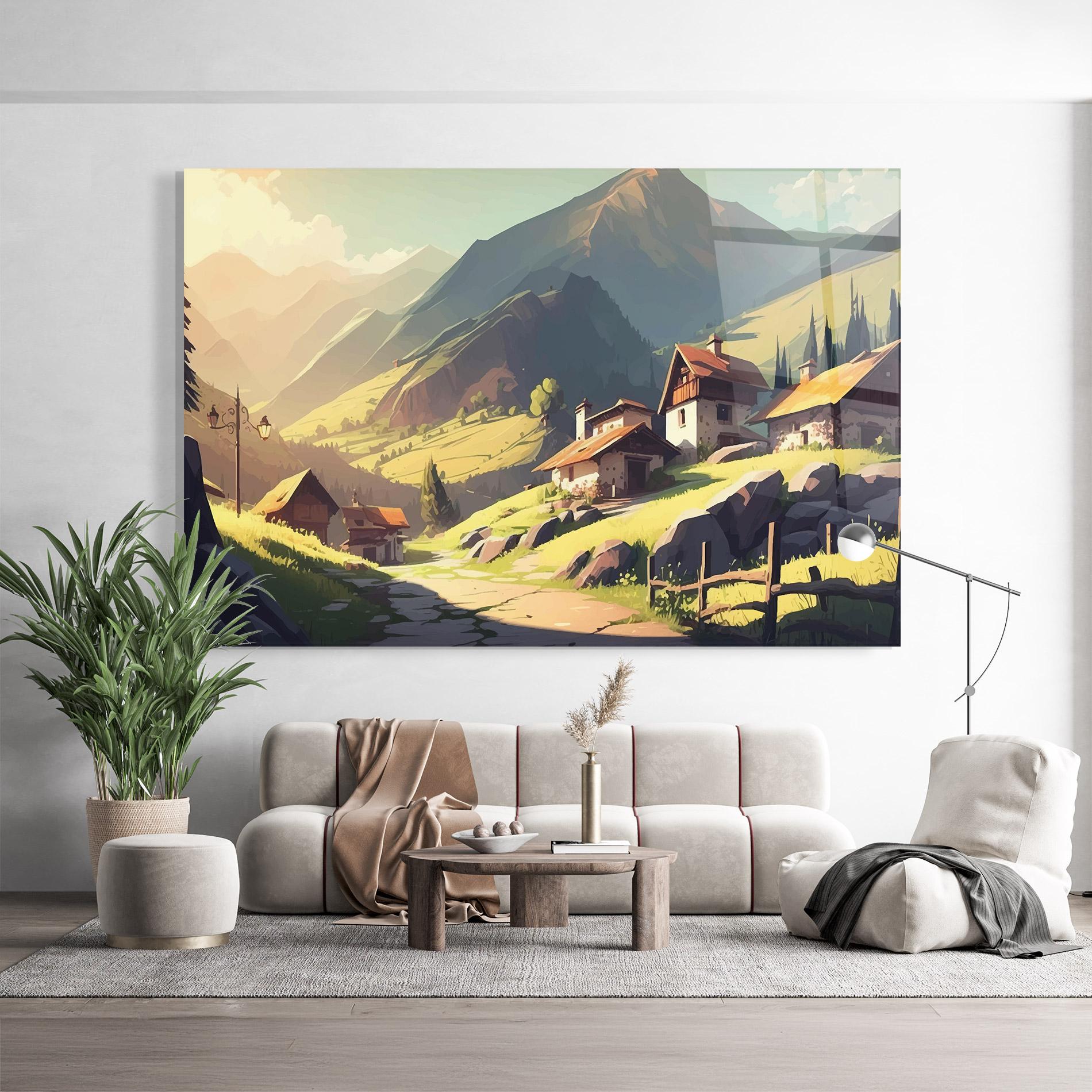 Üvegkép Grassy Mountain View mockup 9