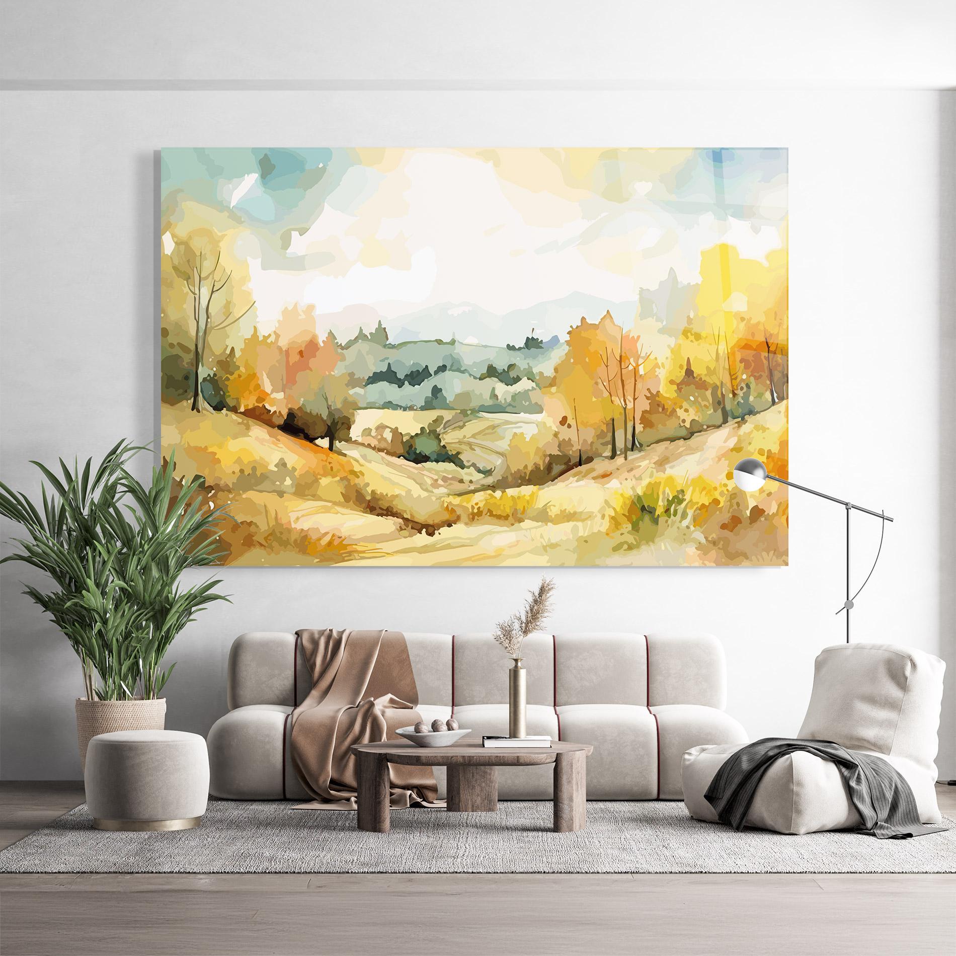 Üvegkép Yellow Rural Trees mockup 9