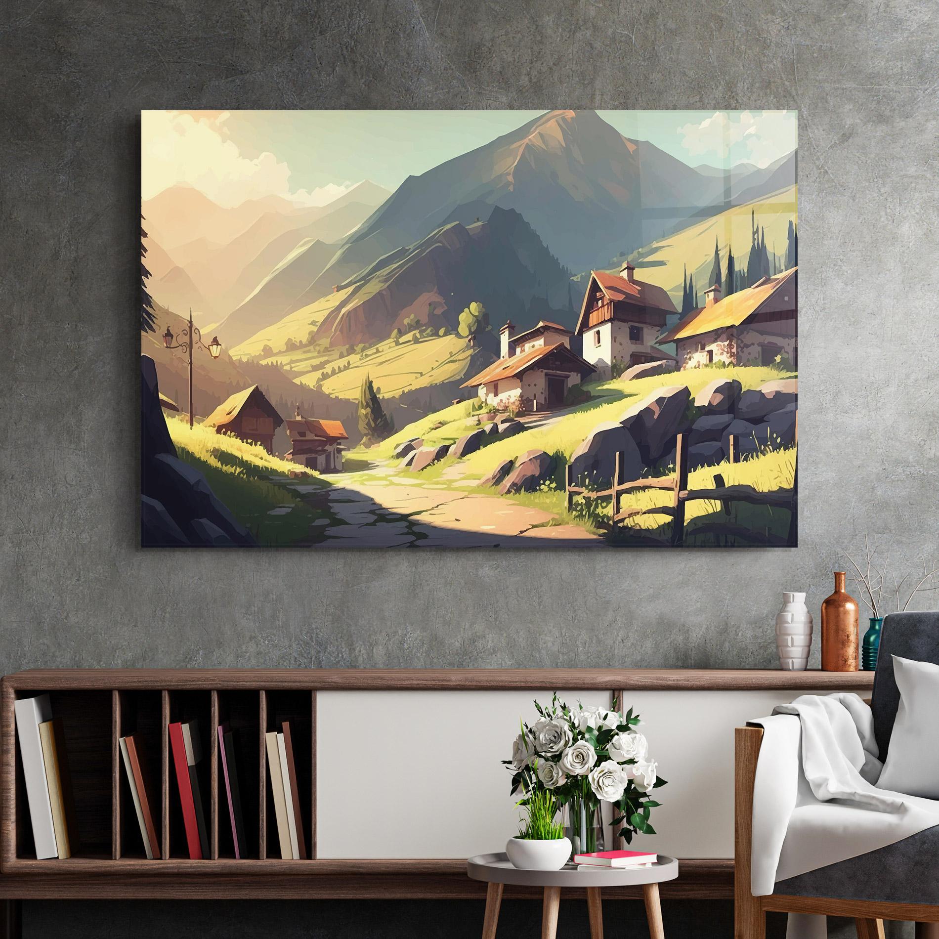 Üvegkép Grassy Mountain View mockup 2