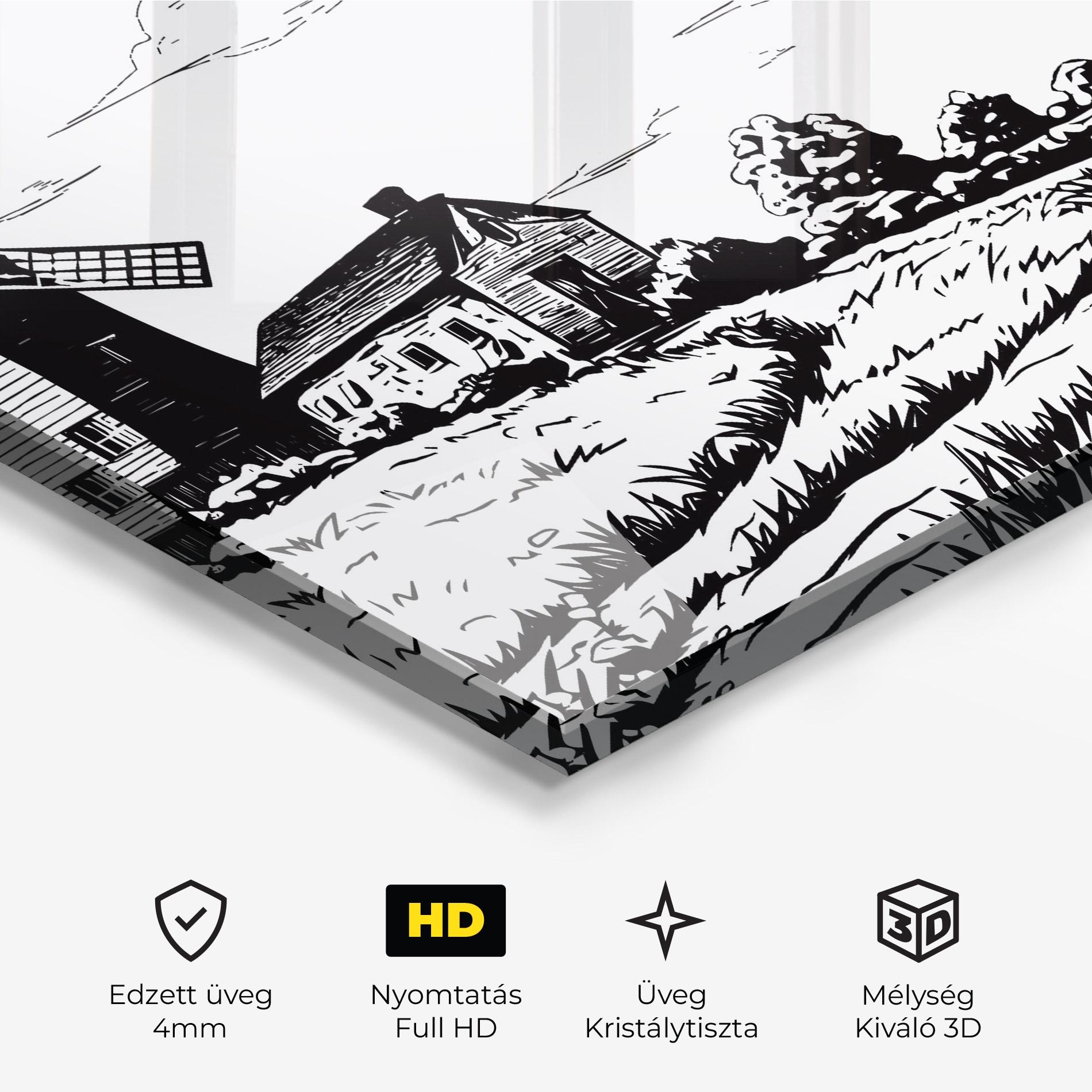 Üvegkép Black Line Wheat mockup 3