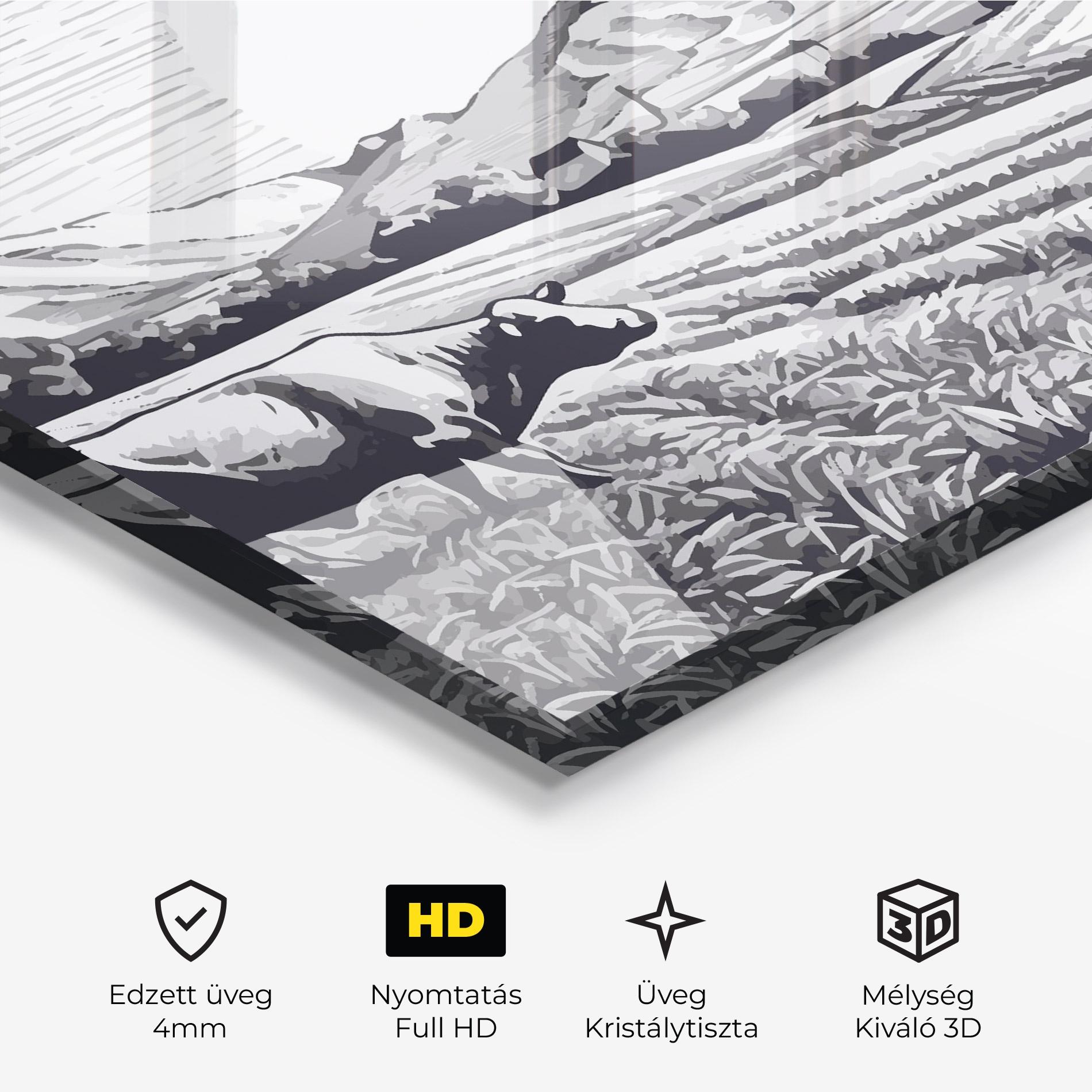 Üvegkép Cow Grey Ink mockup 3