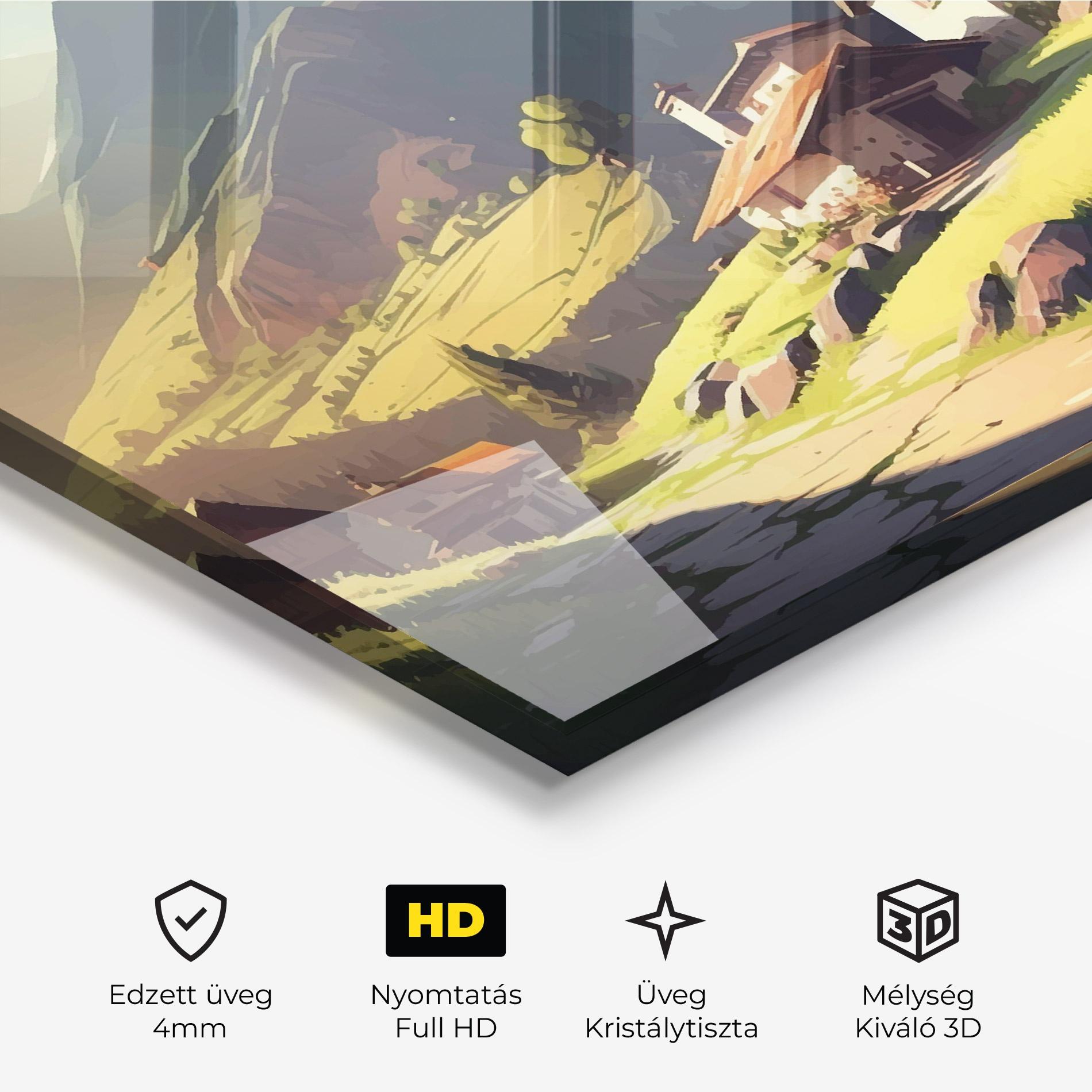 Üvegkép Grassy Mountain View mockup 3