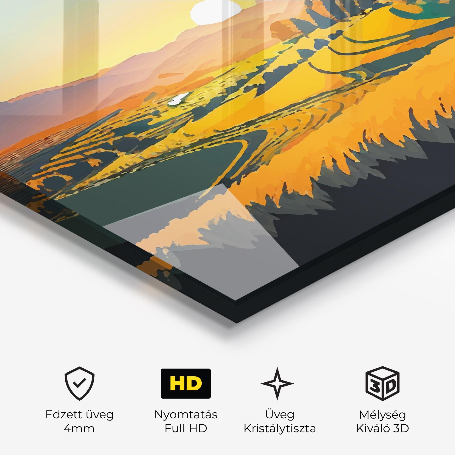 Üvegkép Rural Sunset Field mockup 3