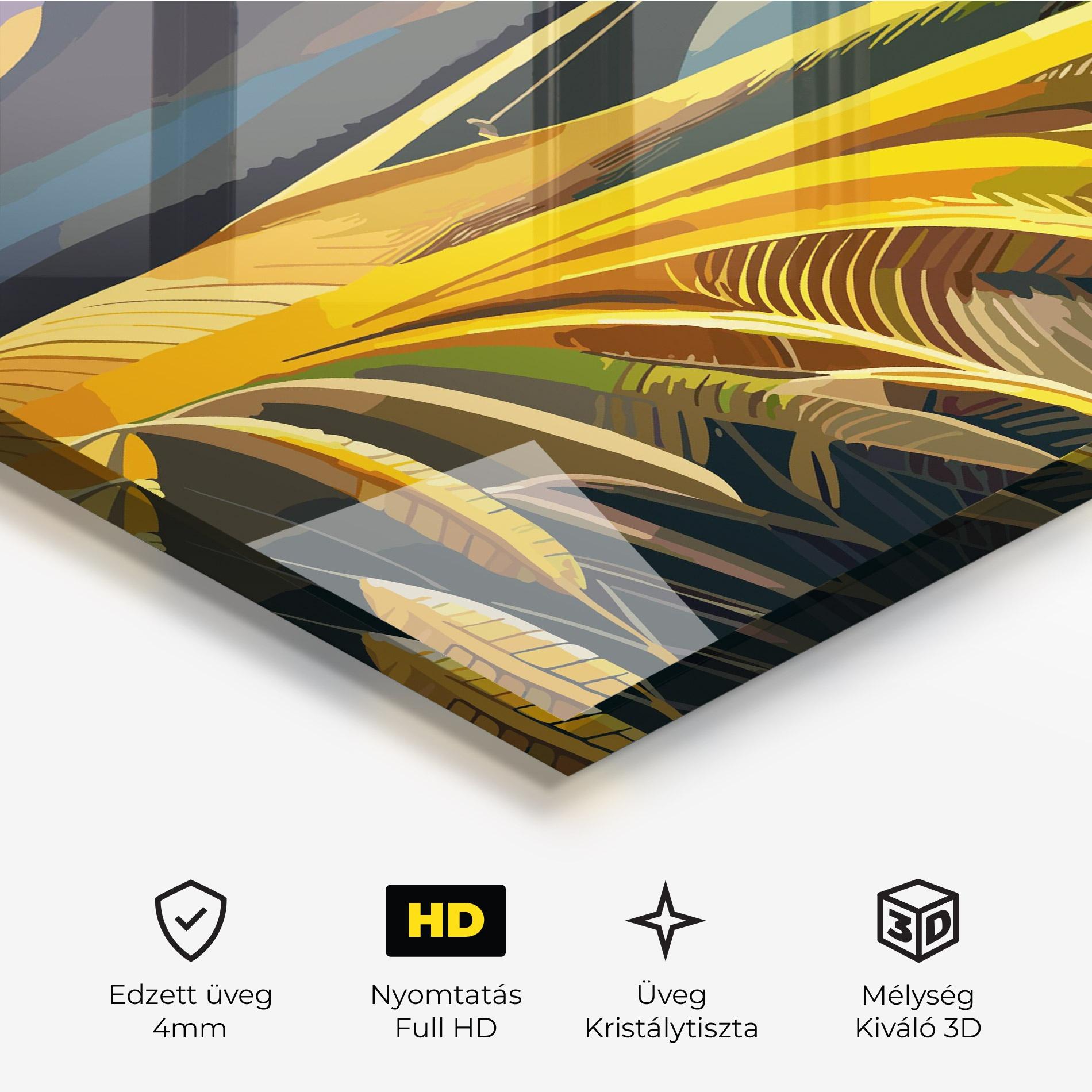 Üvegkép Yellow Field Tower mockup 3