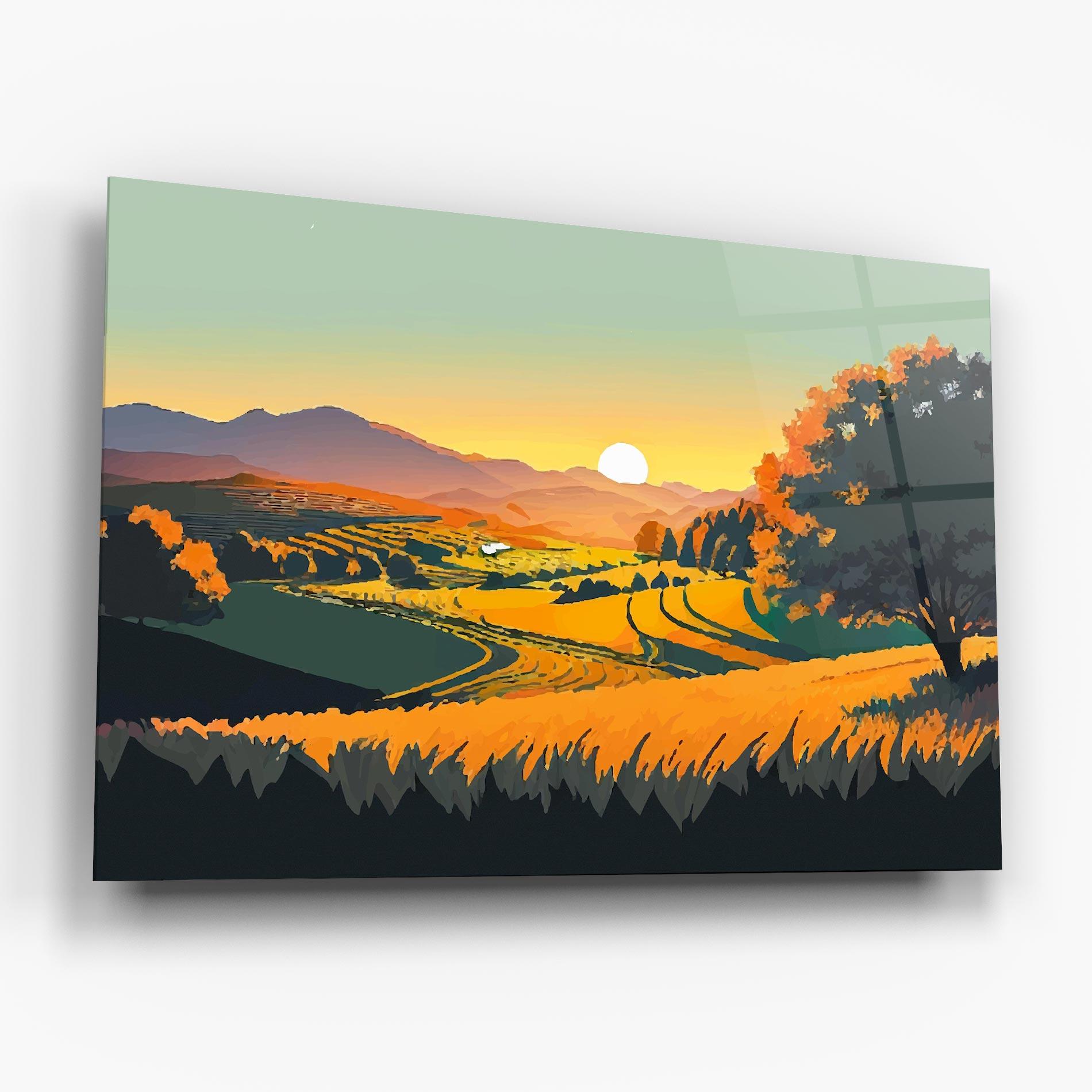 Üvegkép Rural Sunset Field mockup 6