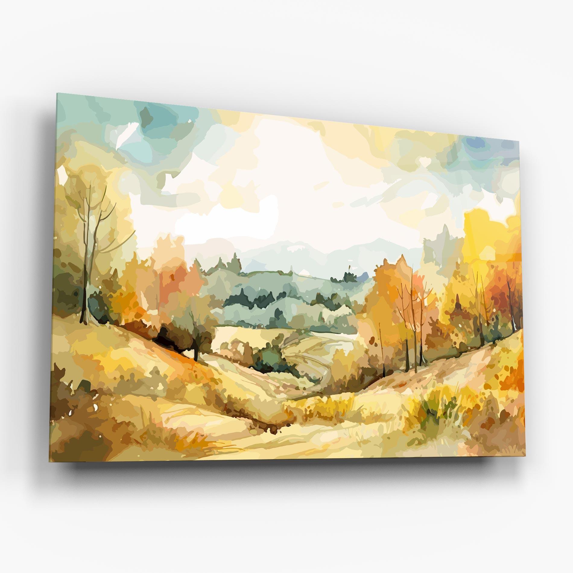 Üvegkép Yellow Rural Trees mockup 6