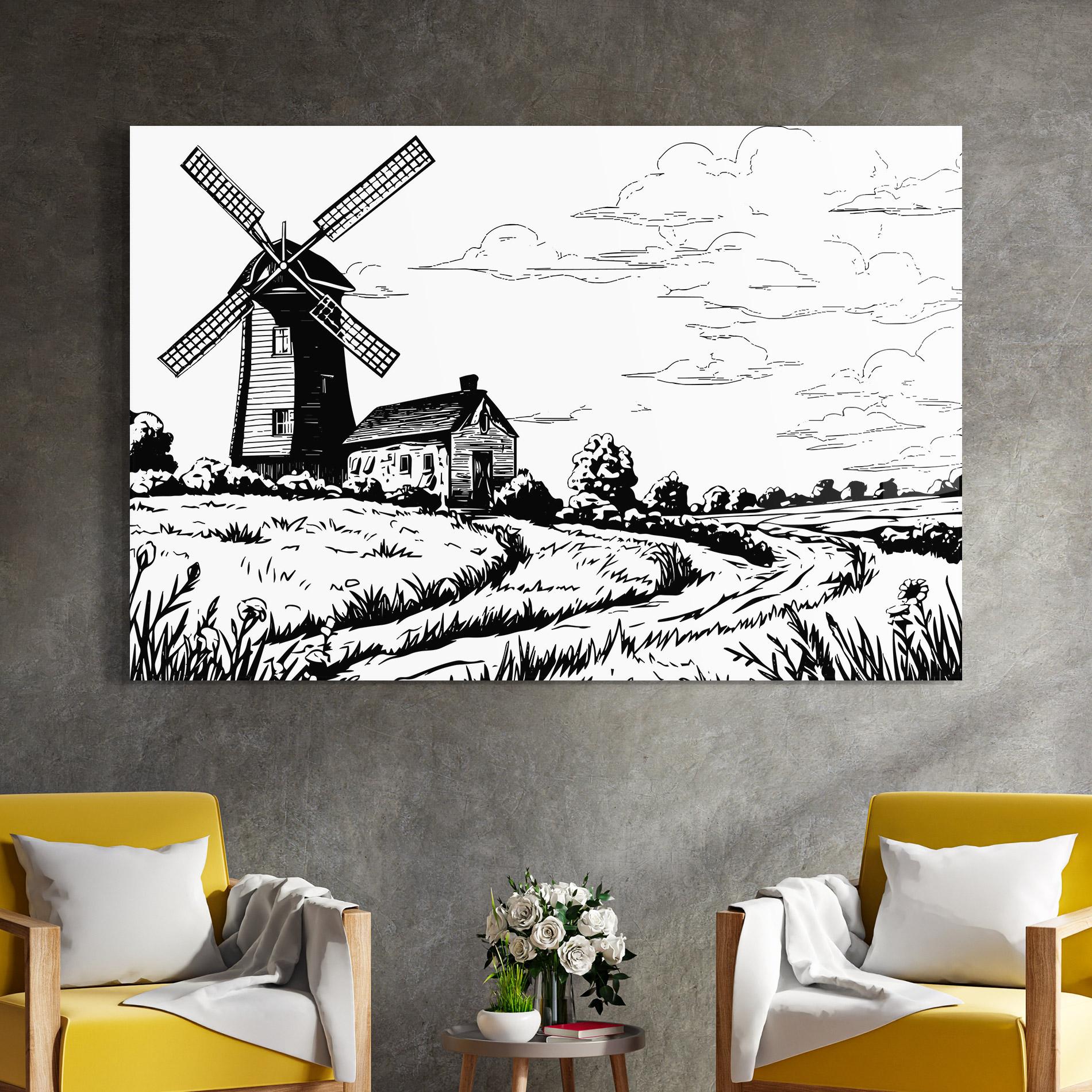 Üvegkép Black Line Wheat mockup 4