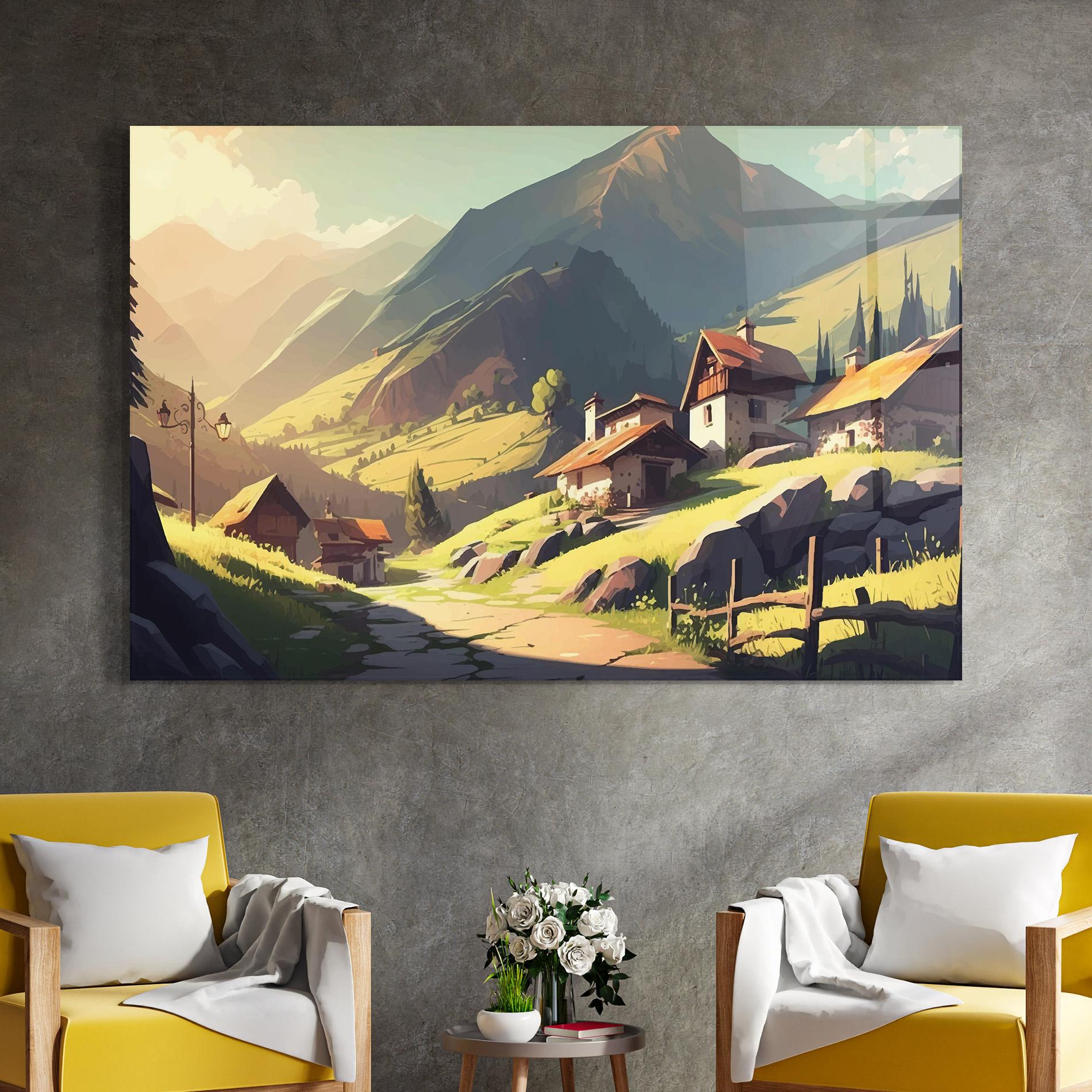 Üvegkép Grassy Mountain View mockup 4