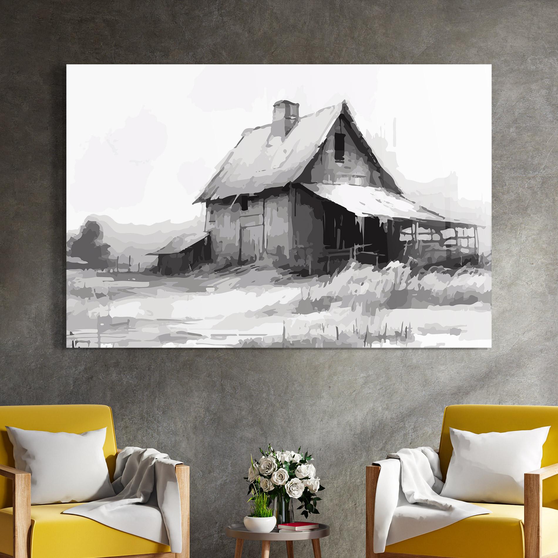 Üvegkép Grey Ink House mockup 4