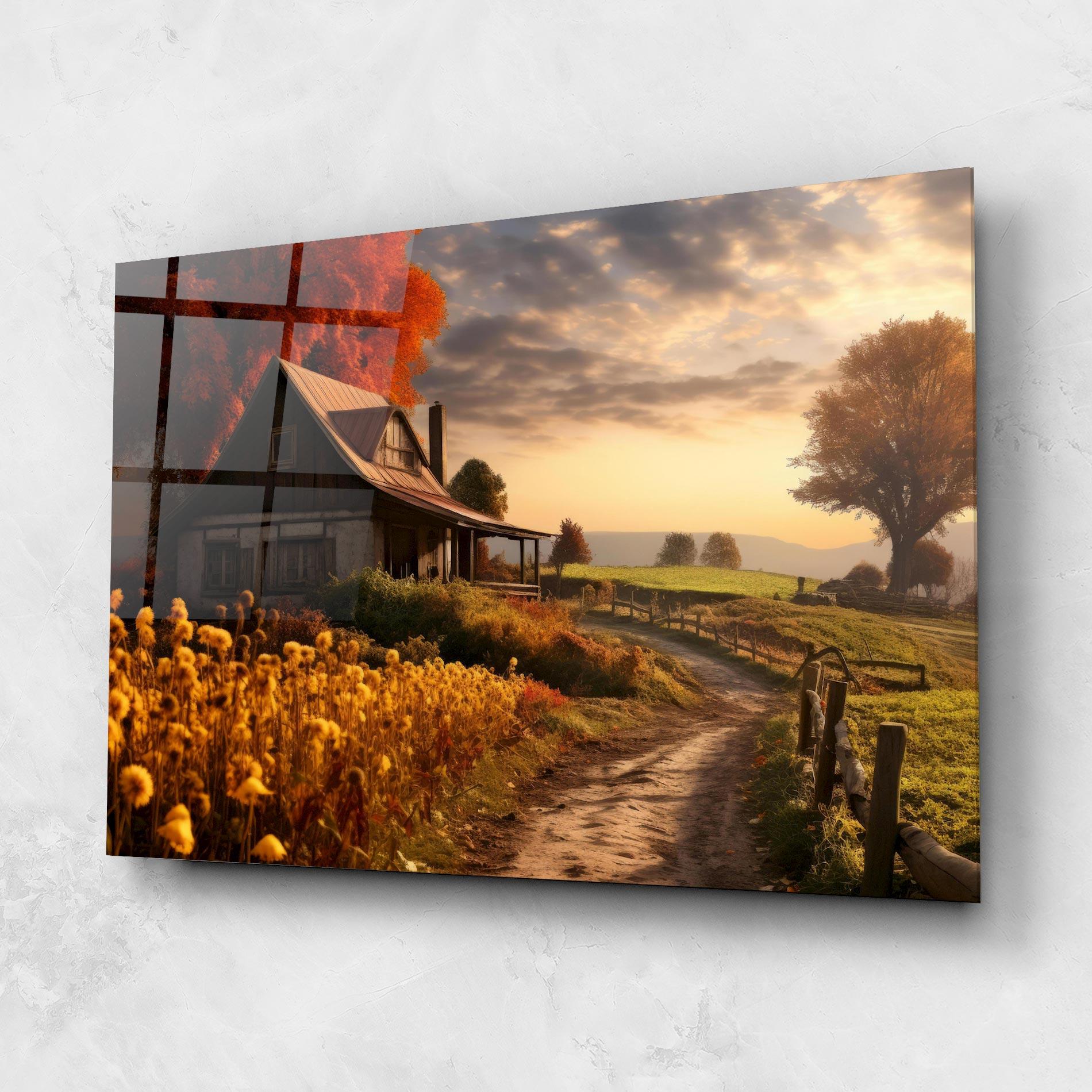 Üvegkép Autumn Farm House mockup 1