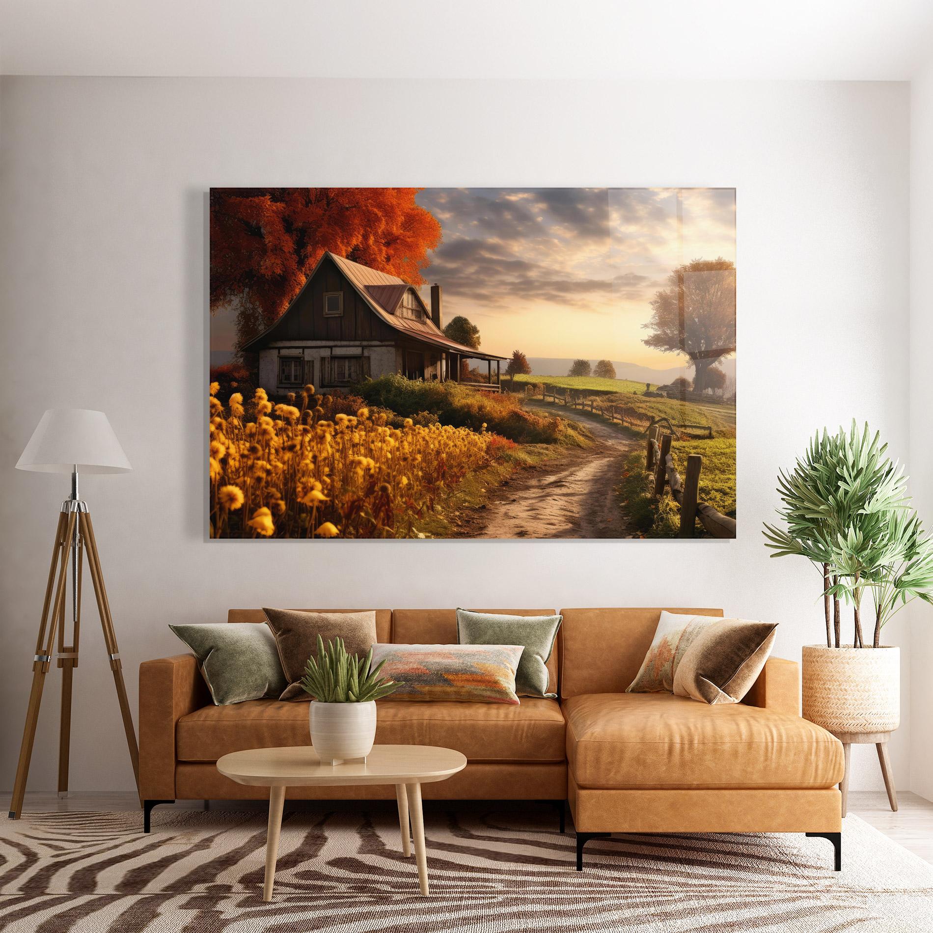 Üvegkép Autumn Farm House mockup 7