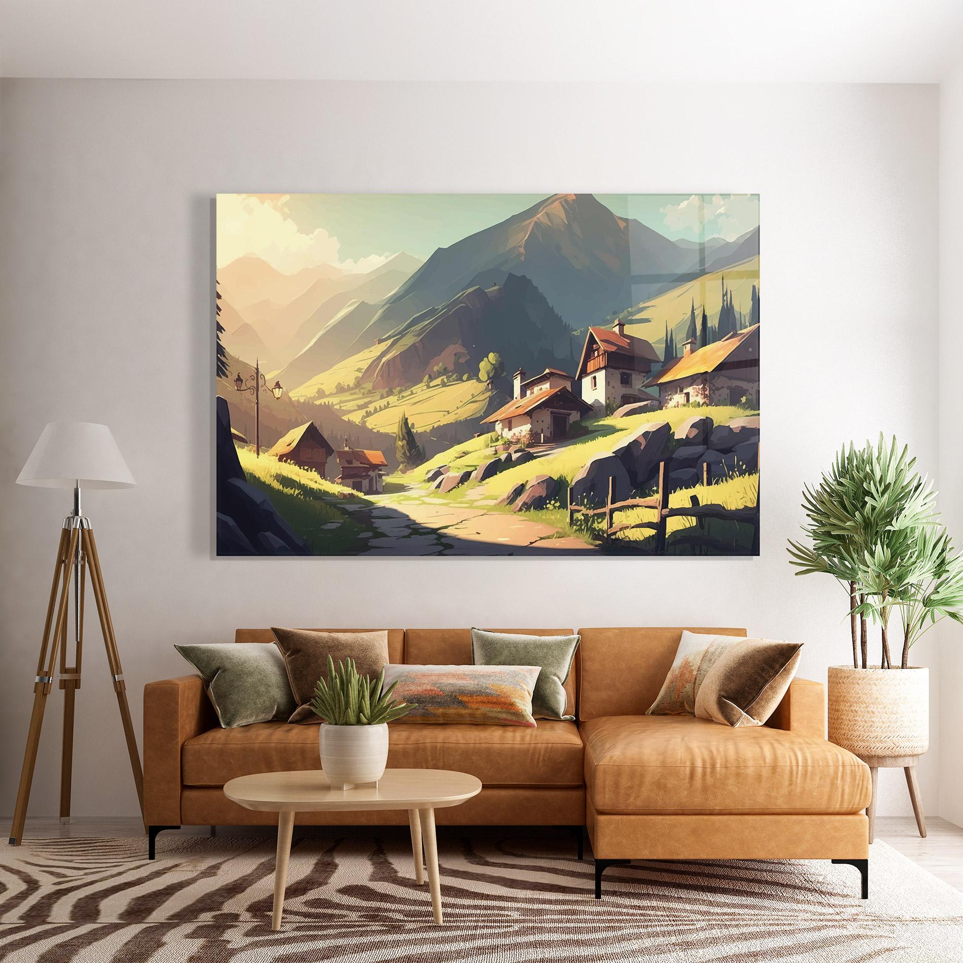 Üvegkép Grassy Mountain View mockup 7