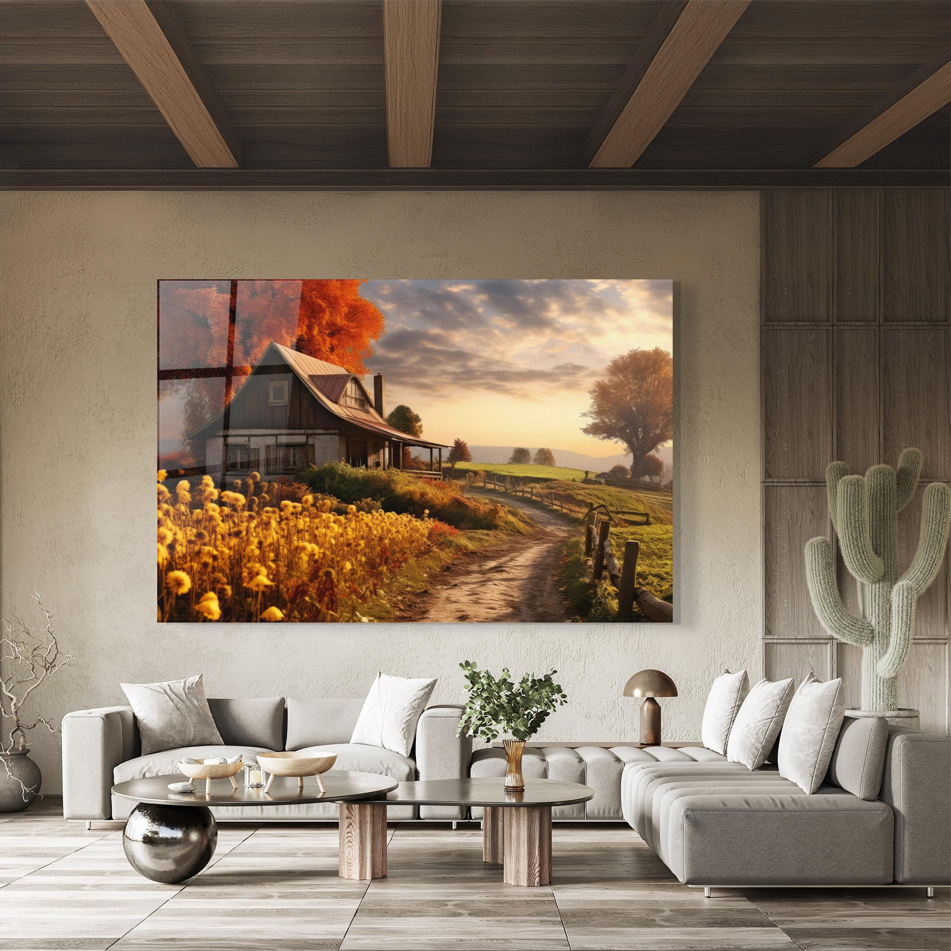 Üvegkép Autumn Farm House mockup 8