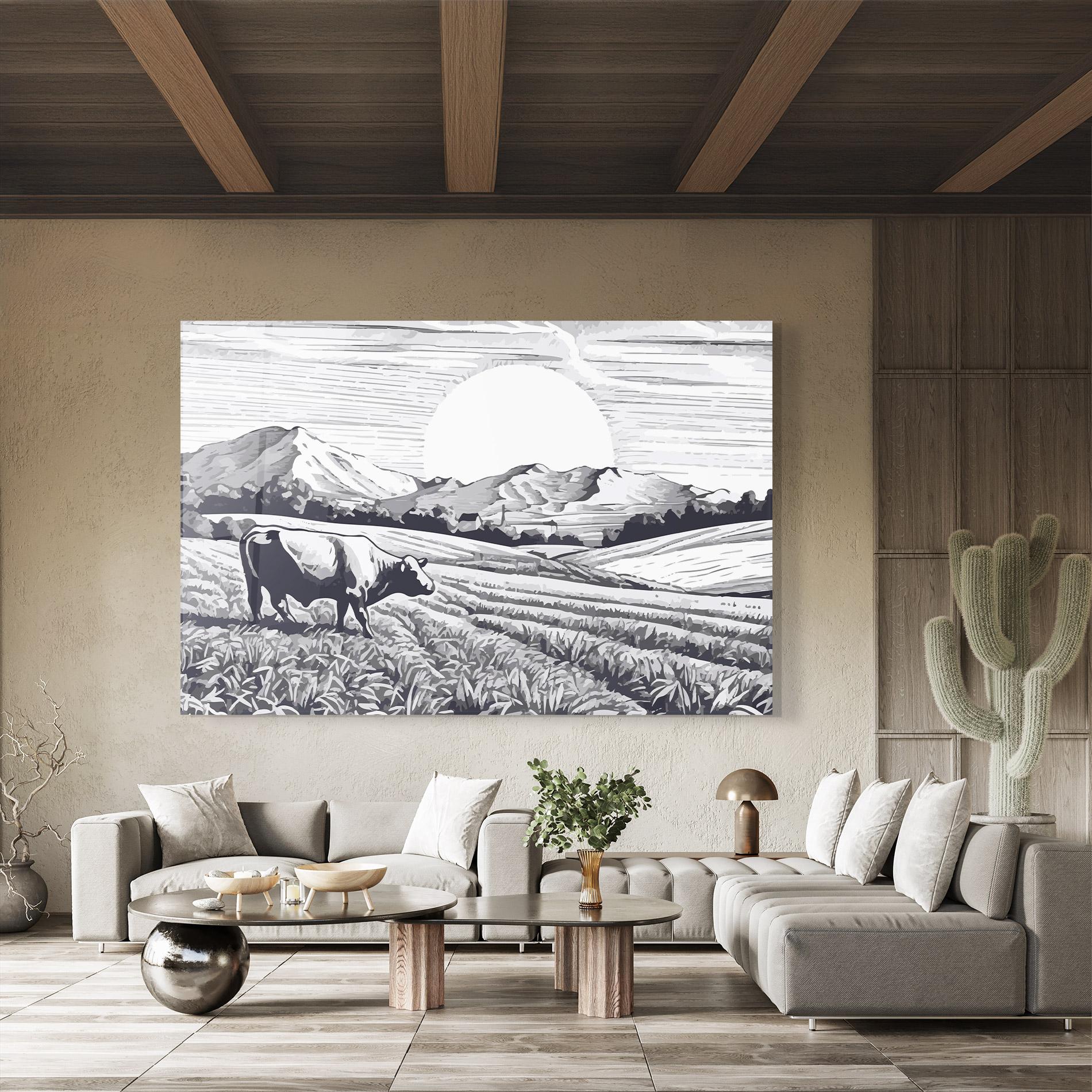 Üvegkép Cow Grey Ink mockup 8