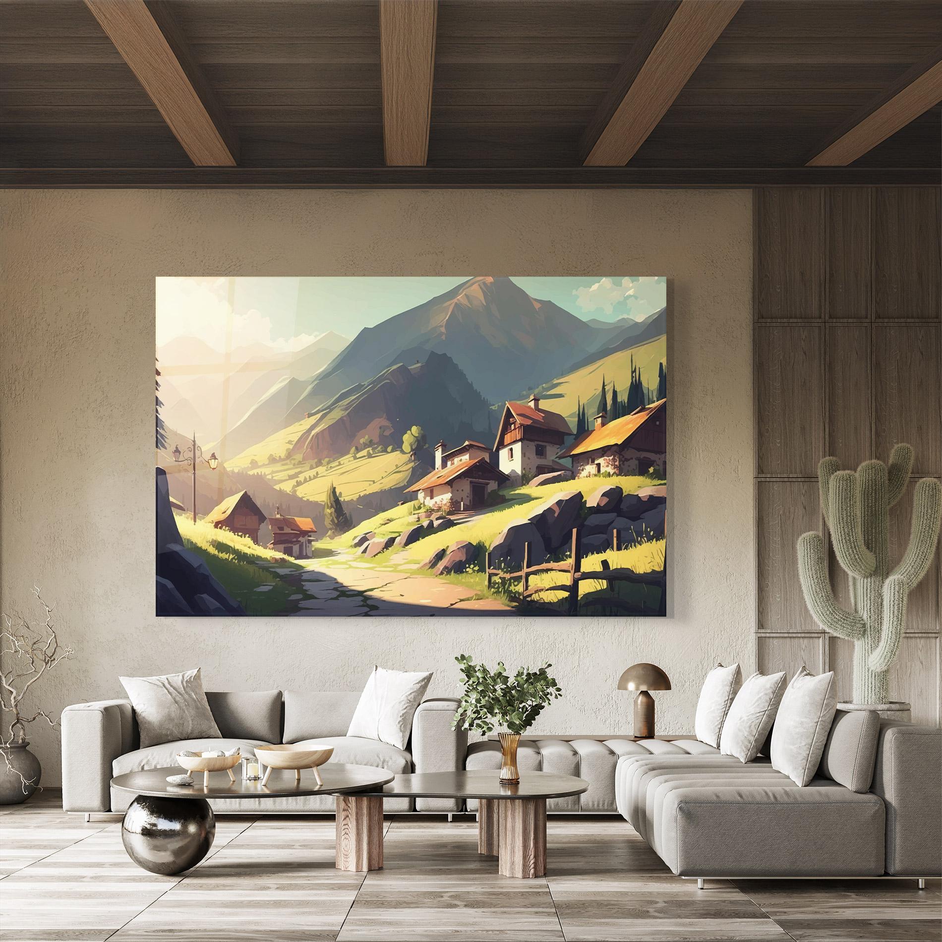 Üvegkép Grassy Mountain View mockup 8